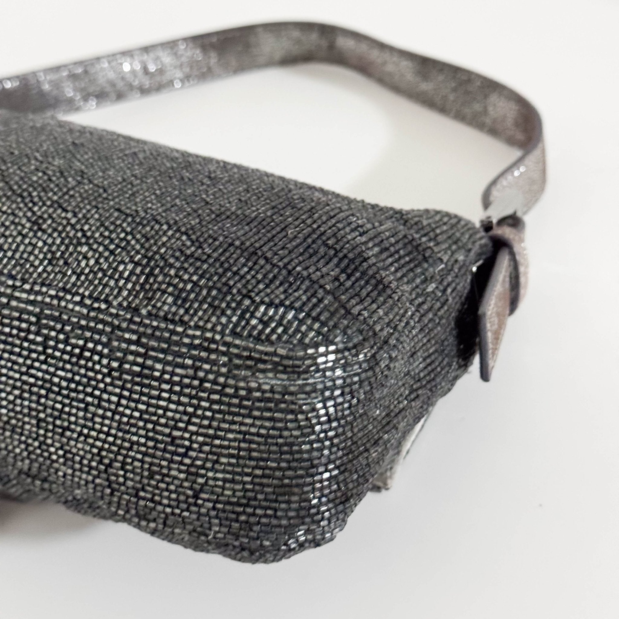 FENDI Baguette Beaded Metallic Silver / Chacoal Grey Shoulder Bag, in , Sold by HIVE PRELOVED - Shoulder Bags, ,