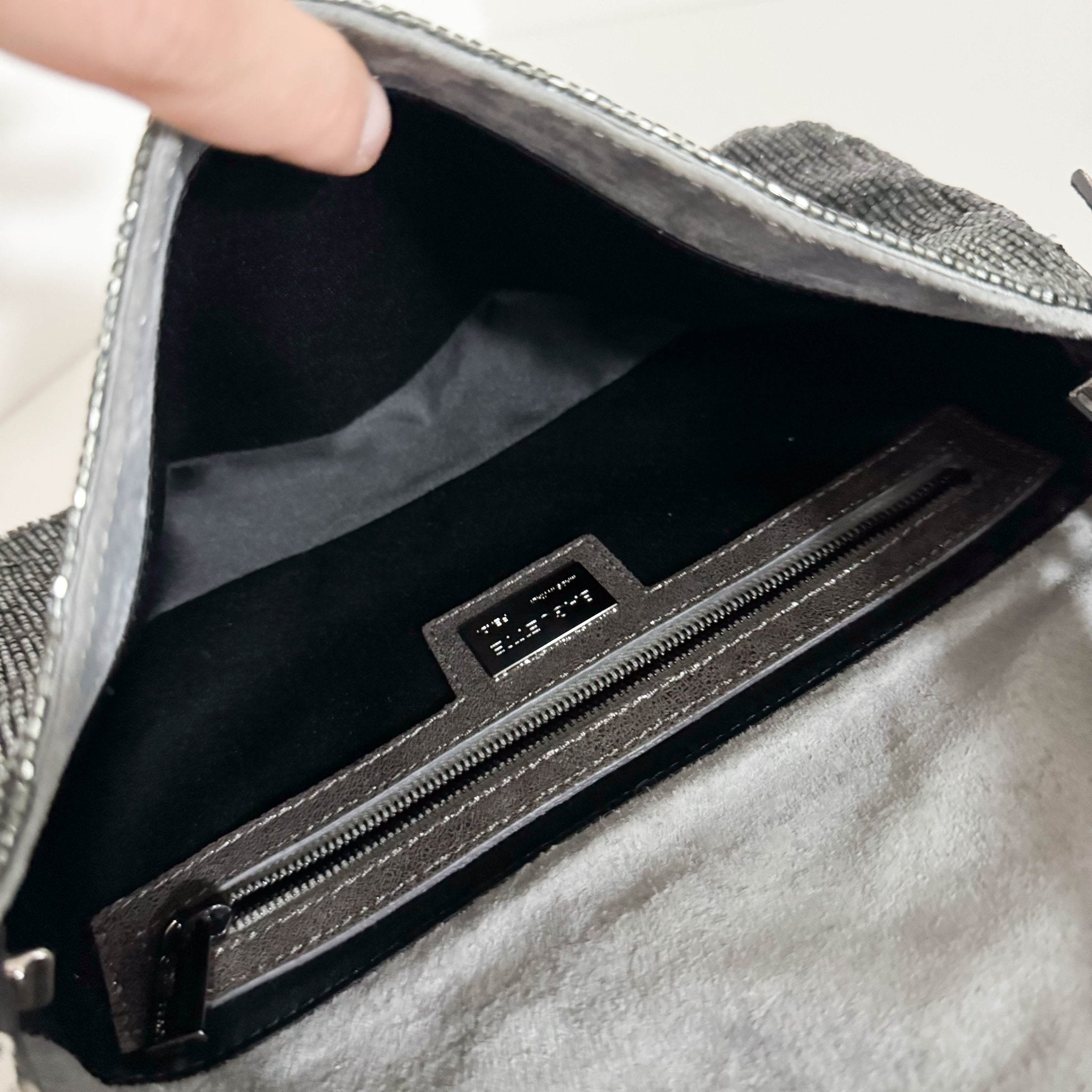 FENDI Baguette Beaded Metallic Silver / Chacoal Grey Shoulder Bag, in , Sold by HIVE PRELOVED - Shoulder Bags, ,