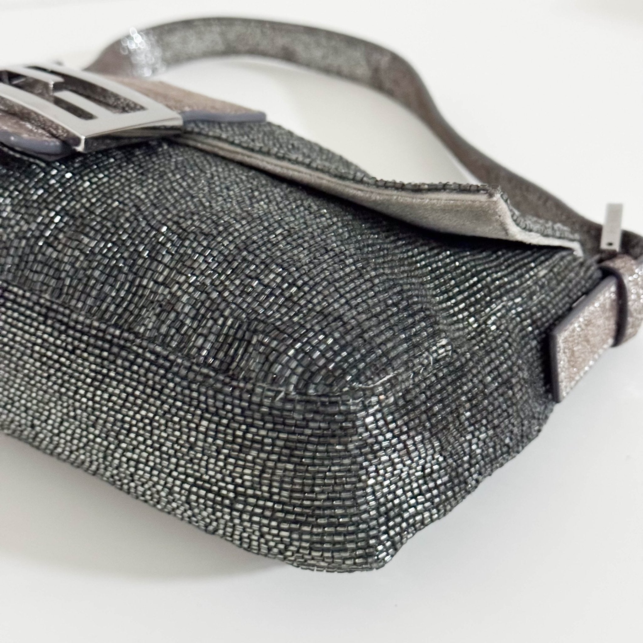 FENDI Baguette Beaded Metallic Silver / Chacoal Grey Shoulder Bag, in , Sold by HIVE PRELOVED - Shoulder Bags, ,
