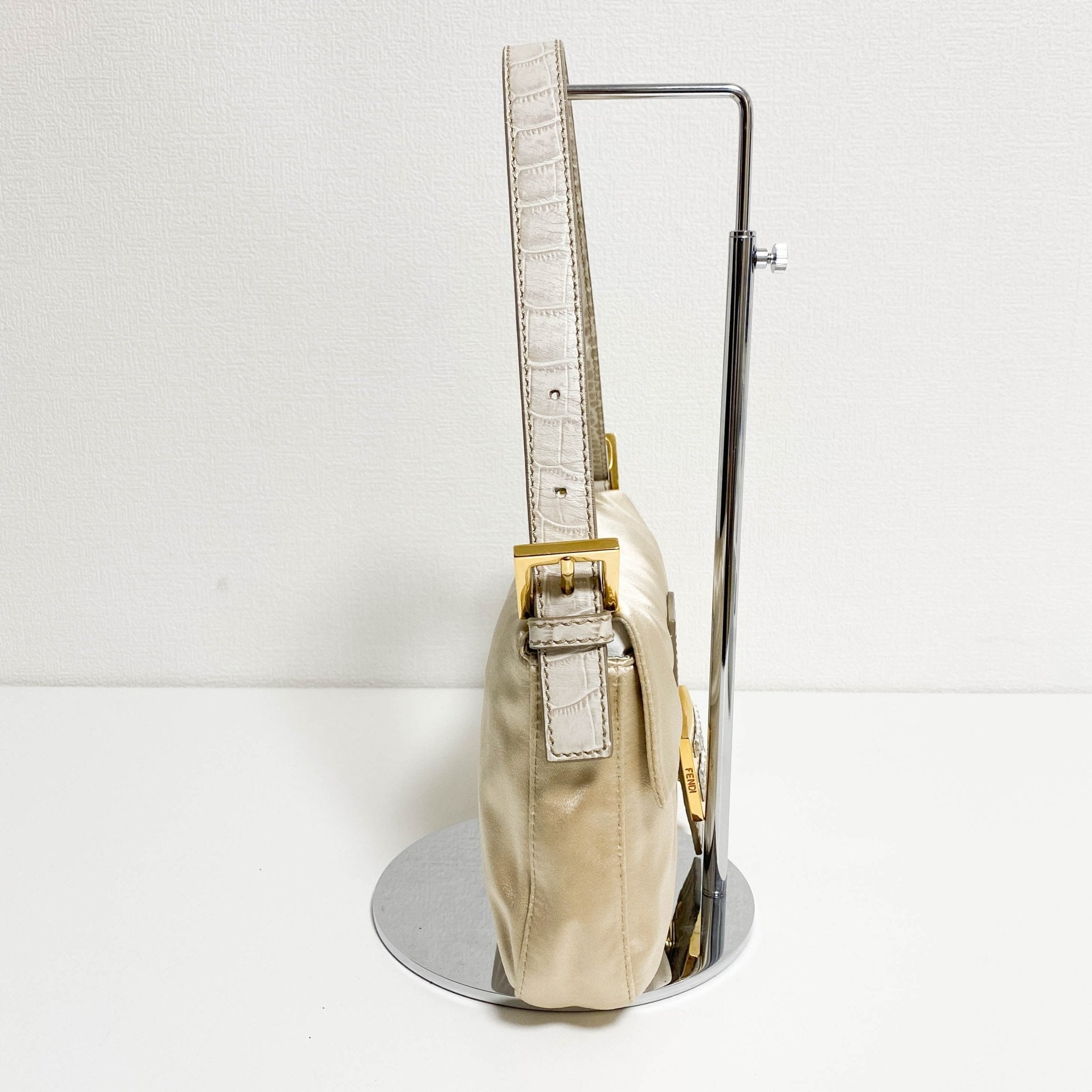 FENDI Baguette Beige Satin with Rhinestone Hardware, in , Sold by HIVE PRELOVED - Shoulder Bags, ,