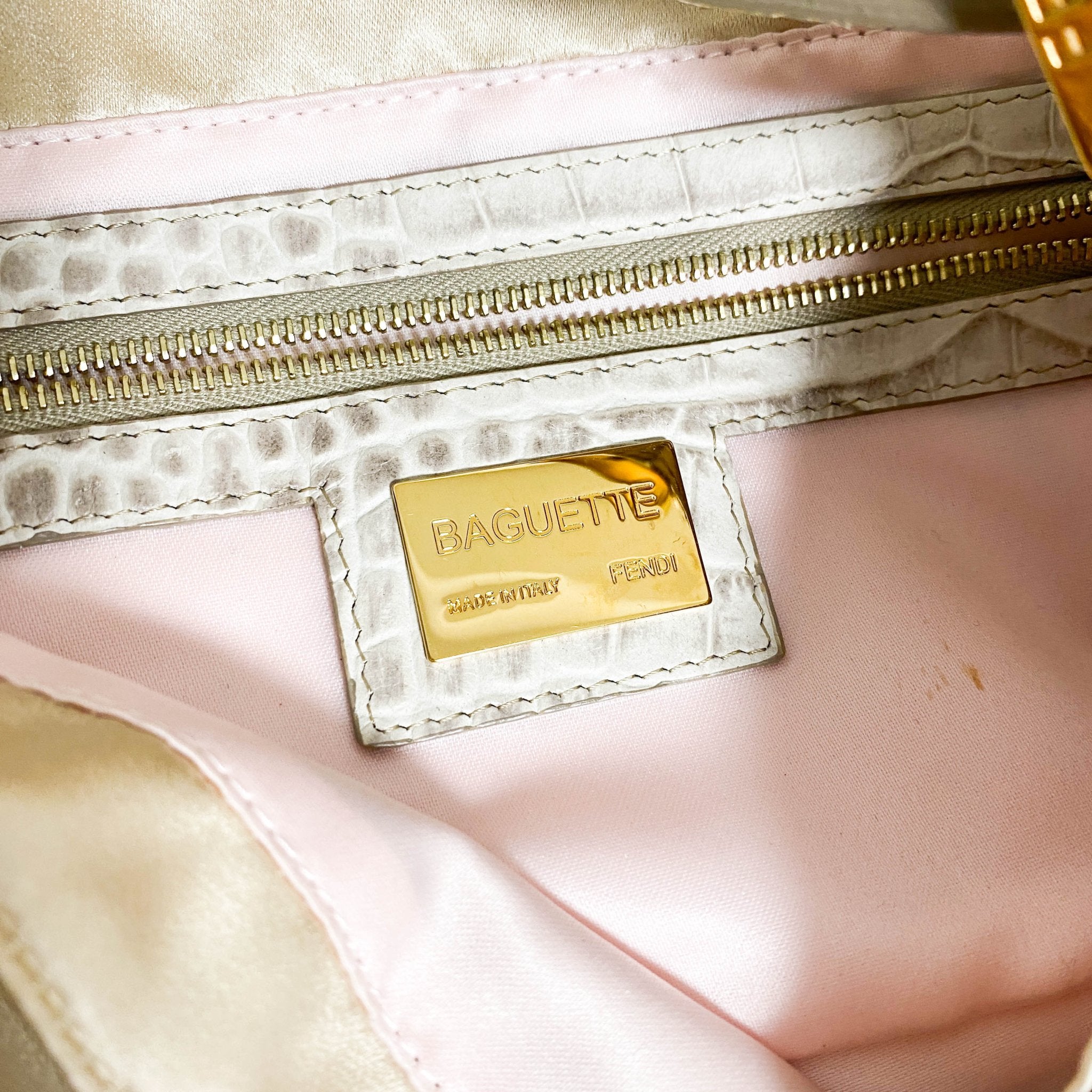 FENDI Baguette Beige Satin with Rhinestone Hardware, in , Sold by HIVE PRELOVED - Shoulder Bags, ,