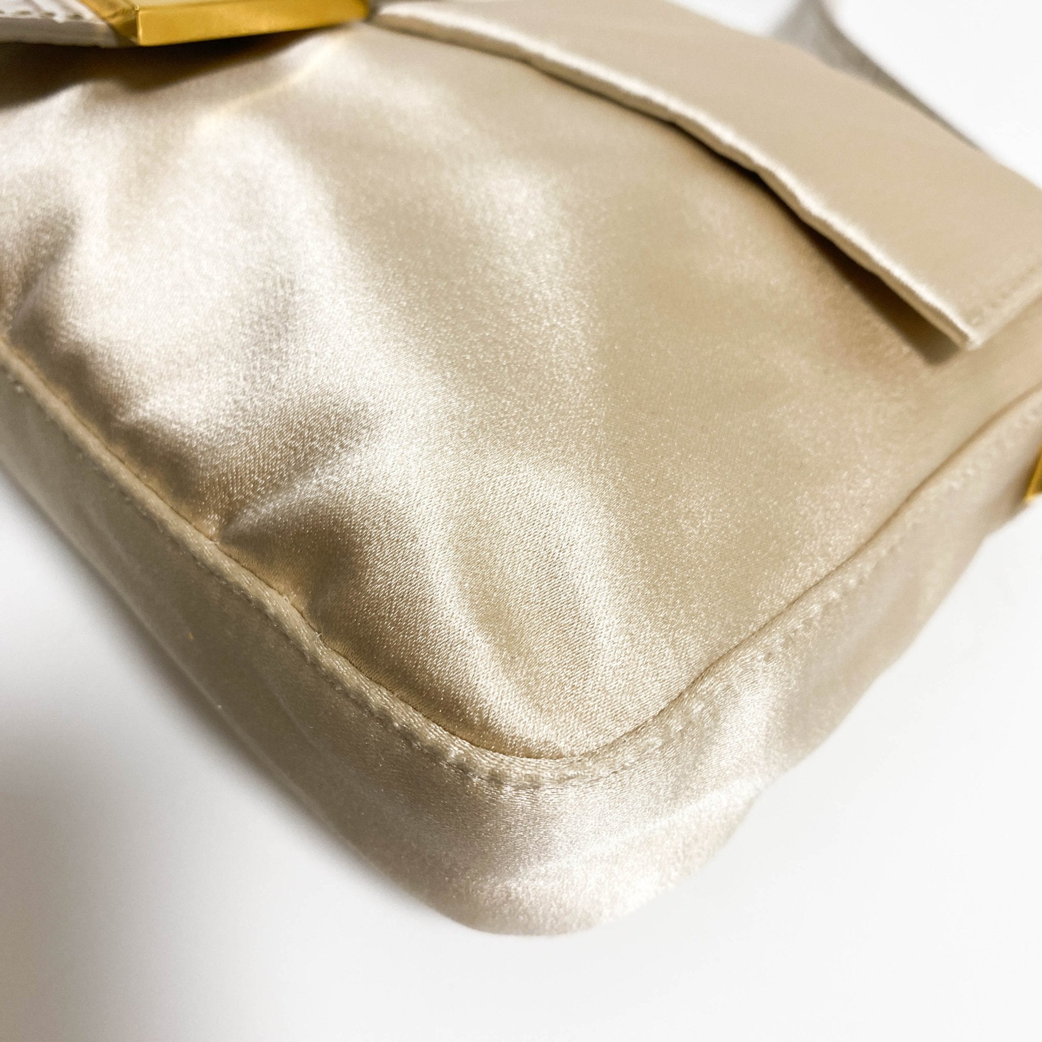 FENDI Baguette Beige Satin with Rhinestone Hardware, in , Sold by HIVE PRELOVED - Shoulder Bags, ,