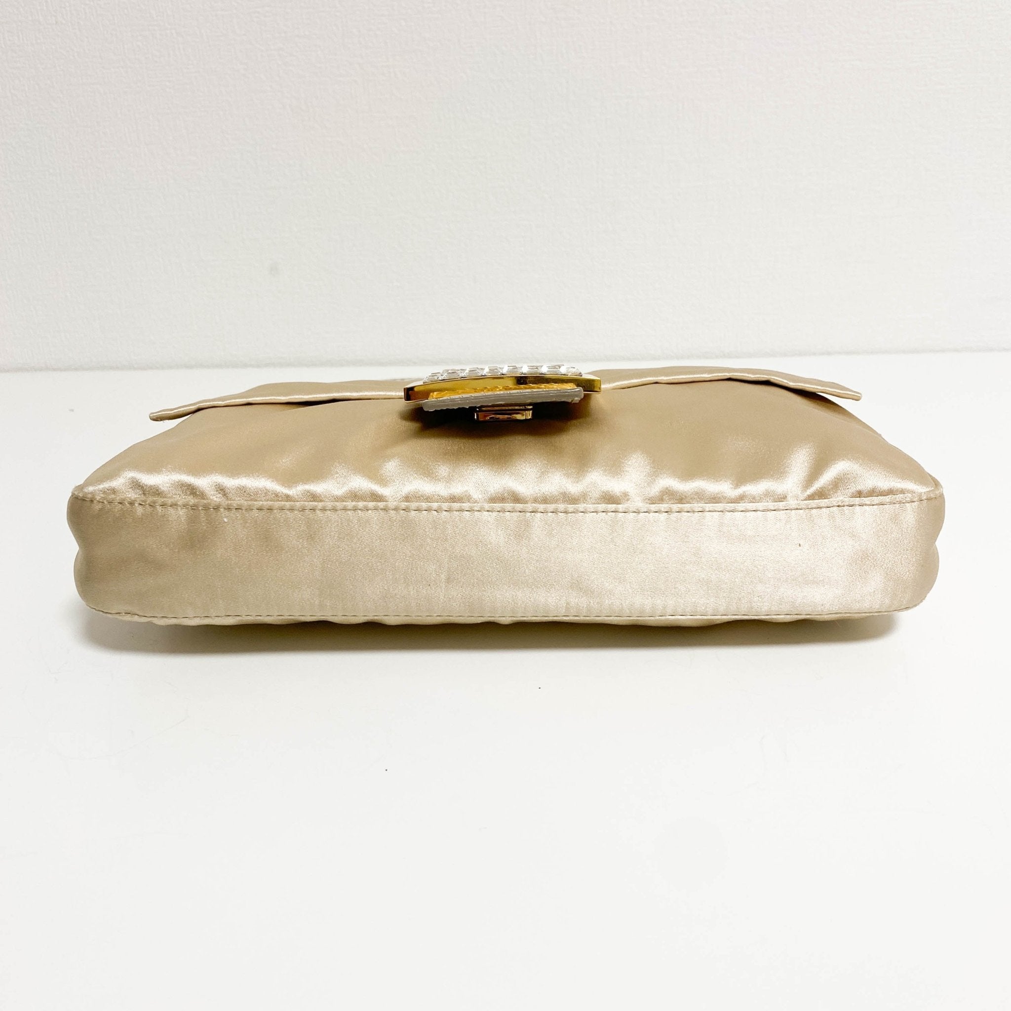 FENDI Baguette Beige Satin with Rhinestone Hardware, in , Sold by HIVE PRELOVED - Shoulder Bags, ,