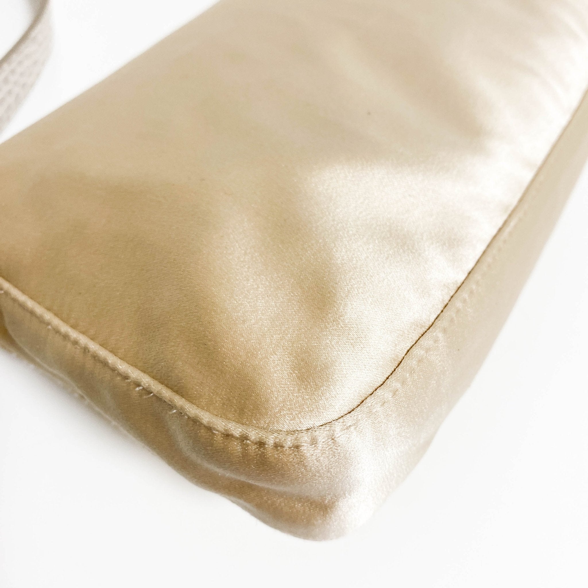 FENDI Baguette Beige Satin with Rhinestone Hardware, in , Sold by HIVE PRELOVED - Shoulder Bags, ,