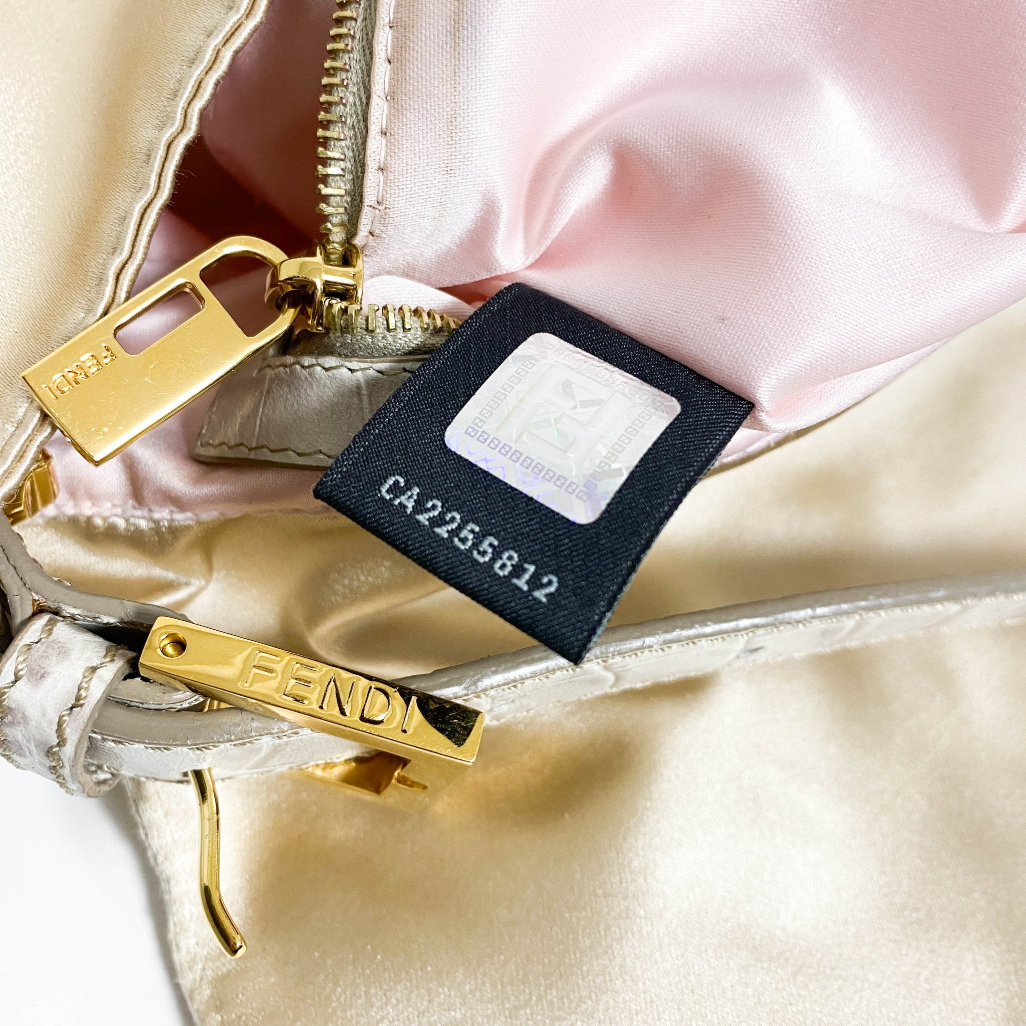 FENDI Baguette Beige Satin with Rhinestone Hardware, in , Sold by HIVE PRELOVED - Shoulder Bags, ,