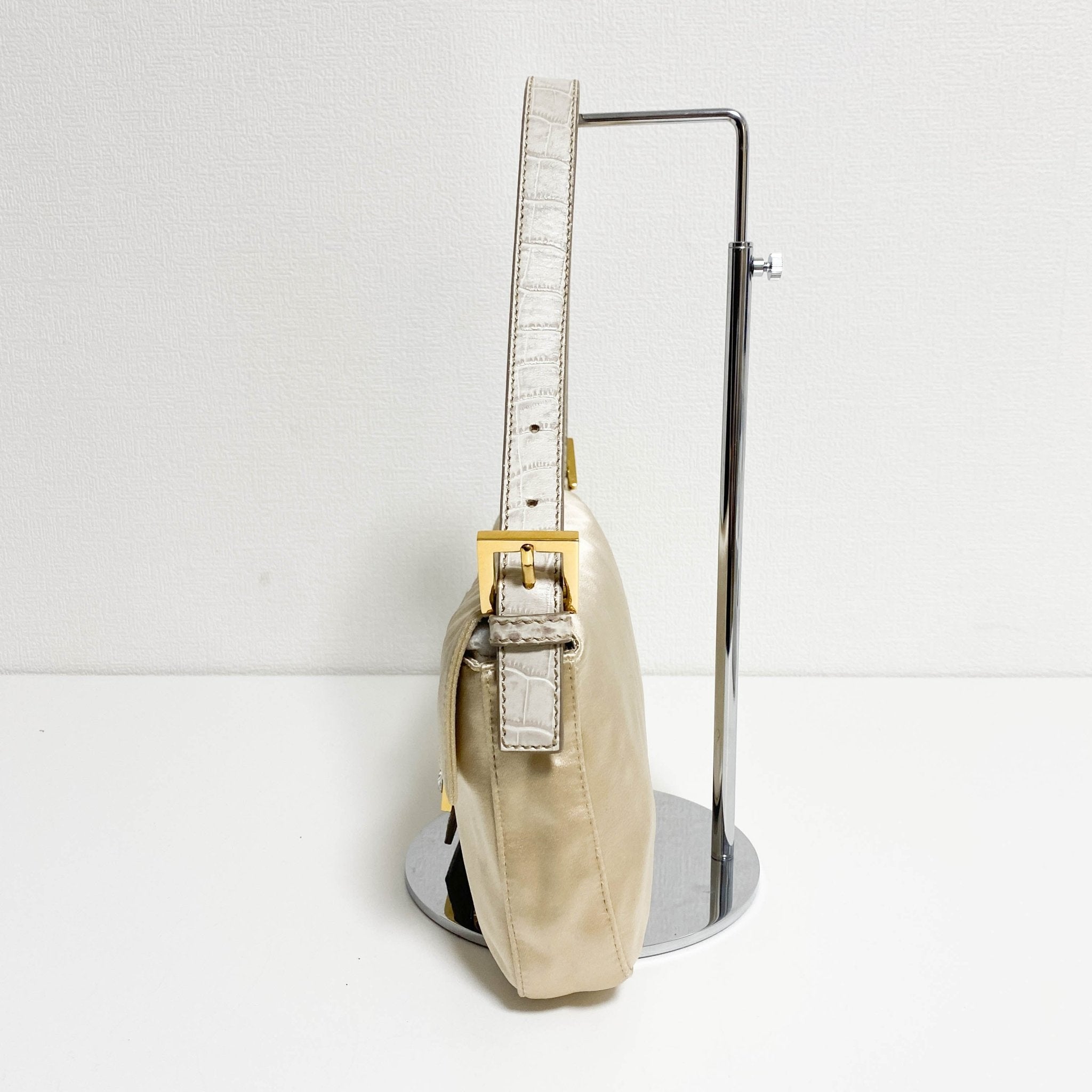 FENDI Baguette Beige Satin with Rhinestone Hardware, in , Sold by HIVE PRELOVED - Shoulder Bags, ,