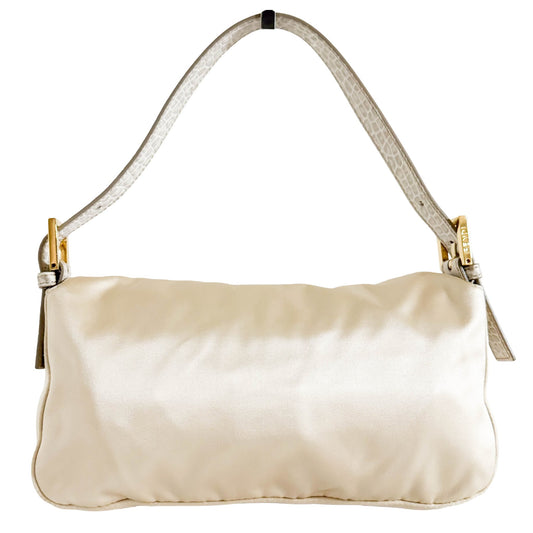 FENDI Baguette Beige Satin/Lizard with Rhinestone Hardware, in , Sold by HIVE PRELOVED - Shoulder Bags, ,