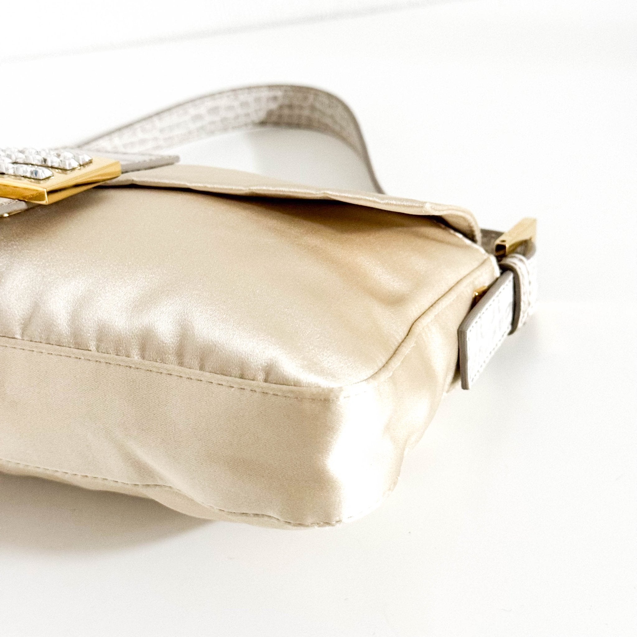 FENDI Baguette Beige Satin/Lizard with Rhinestone Hardware, in , Sold by HIVE PRELOVED - Shoulder Bags, ,