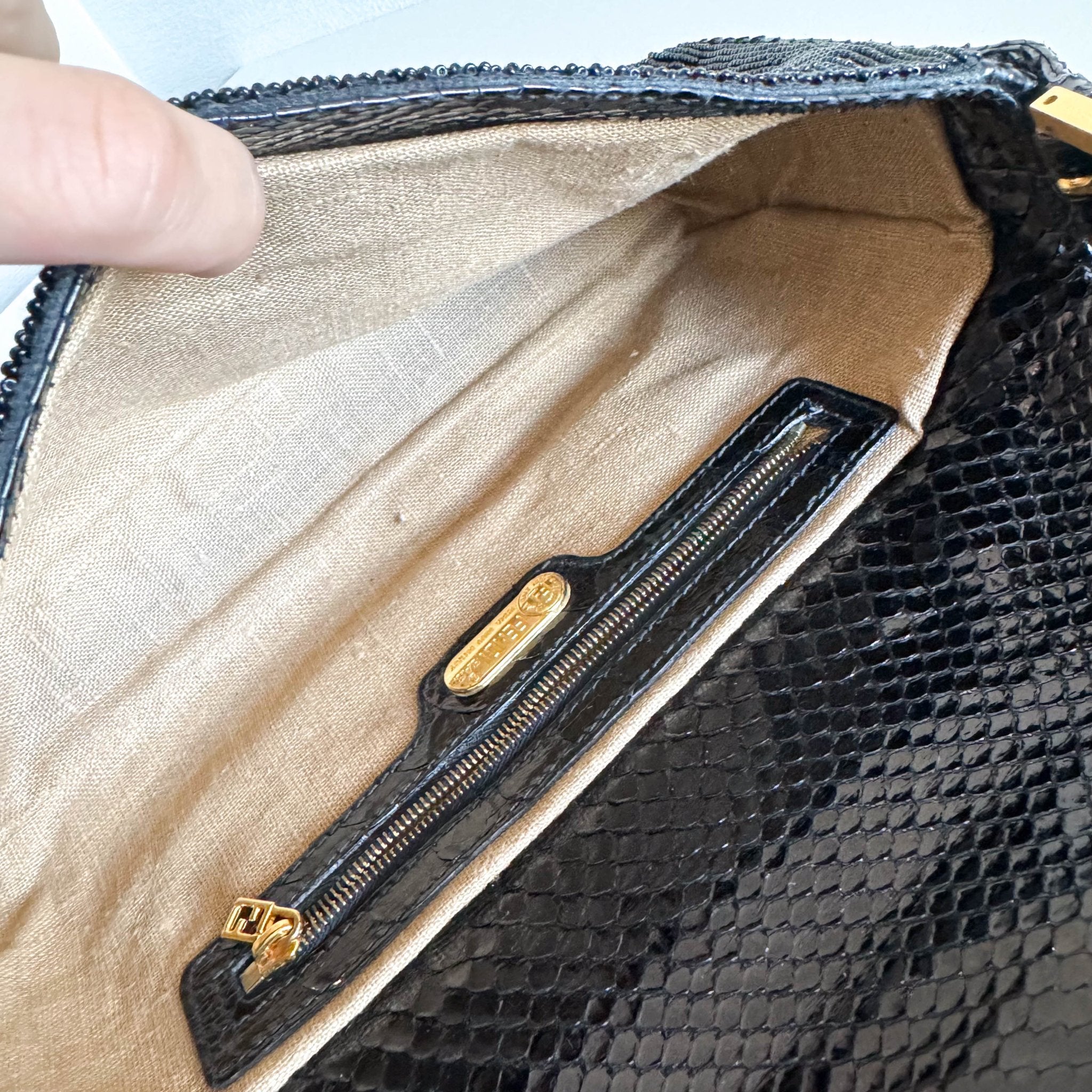 FENDI Baguette Black Beaded Shoulder Bag Black / Gold Hardware, in , Sold by HIVE PRELOVED - Shoulder Bags, ,