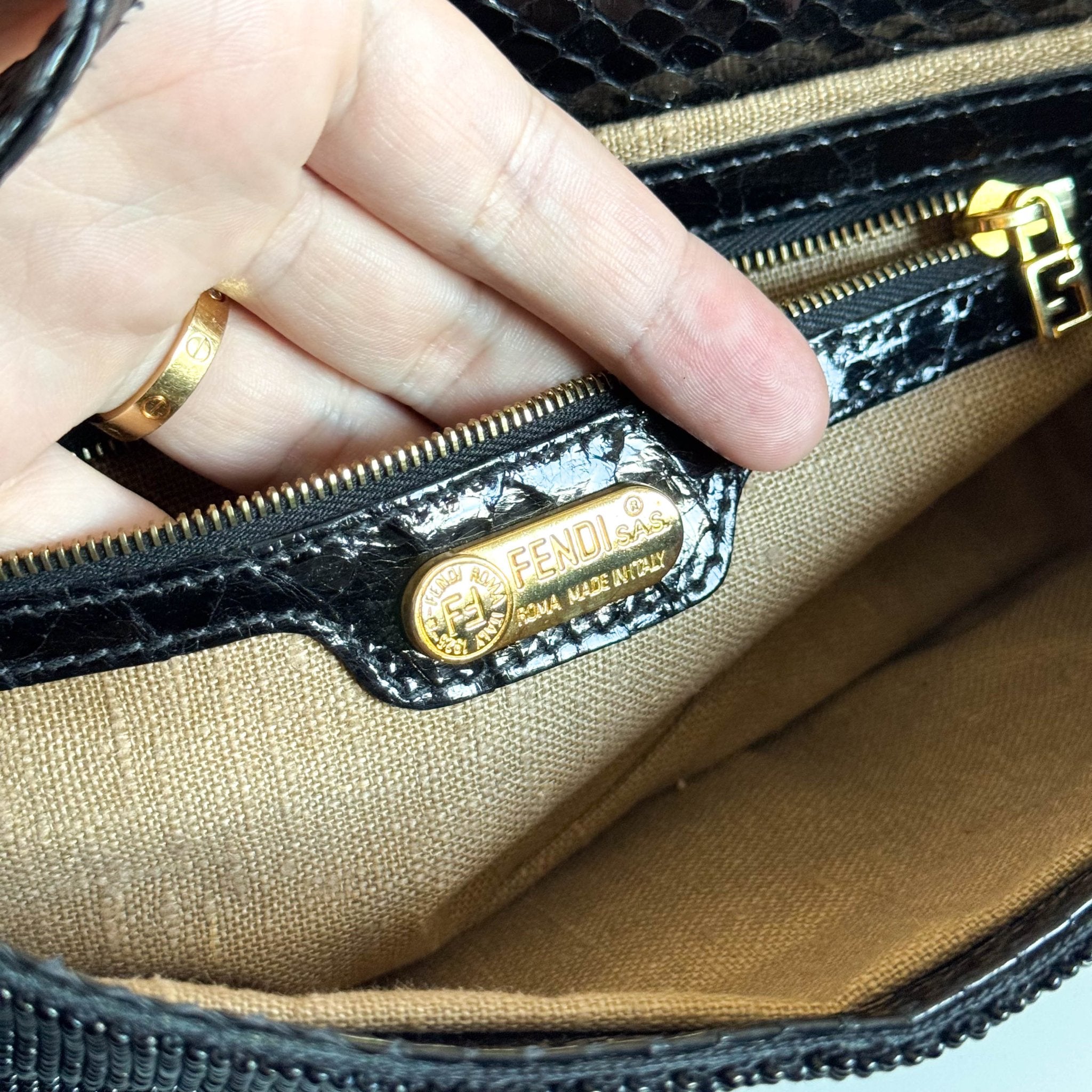 FENDI Baguette Black Beaded Shoulder Bag Black / Gold Hardware, in , Sold by HIVE PRELOVED - Shoulder Bags, ,