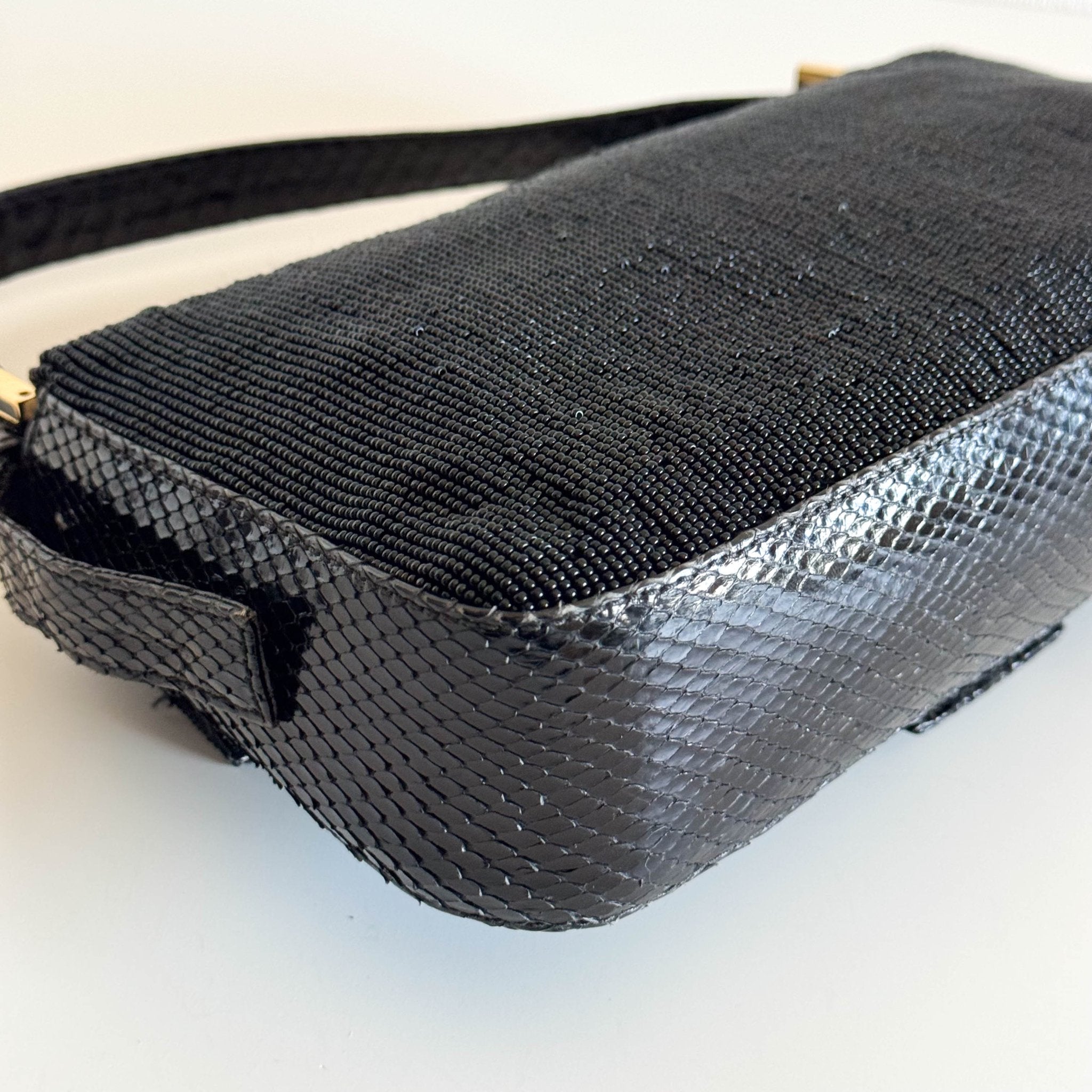 FENDI Baguette Black Beaded Shoulder Bag Black / Gold Hardware, in , Sold by HIVE PRELOVED - Shoulder Bags, ,