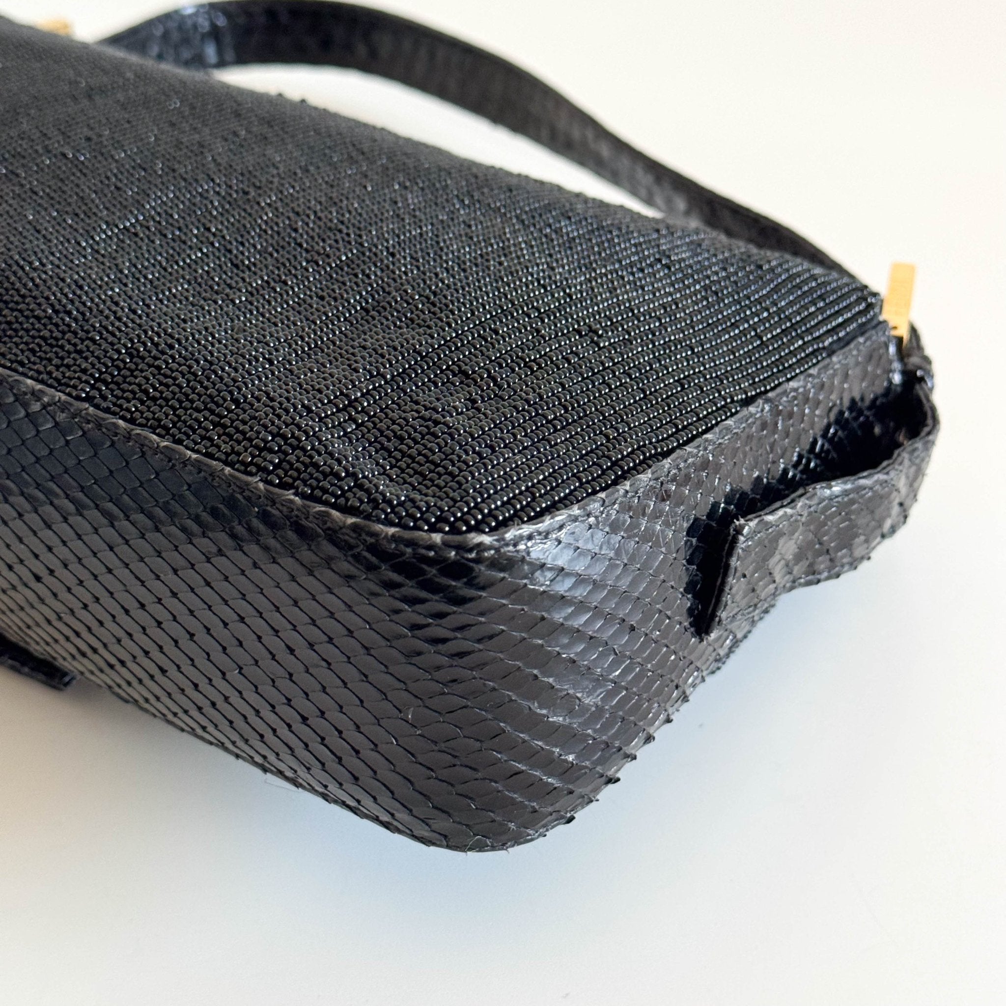 FENDI Baguette Black Beaded Shoulder Bag Black / Gold Hardware, in , Sold by HIVE PRELOVED - Shoulder Bags, ,