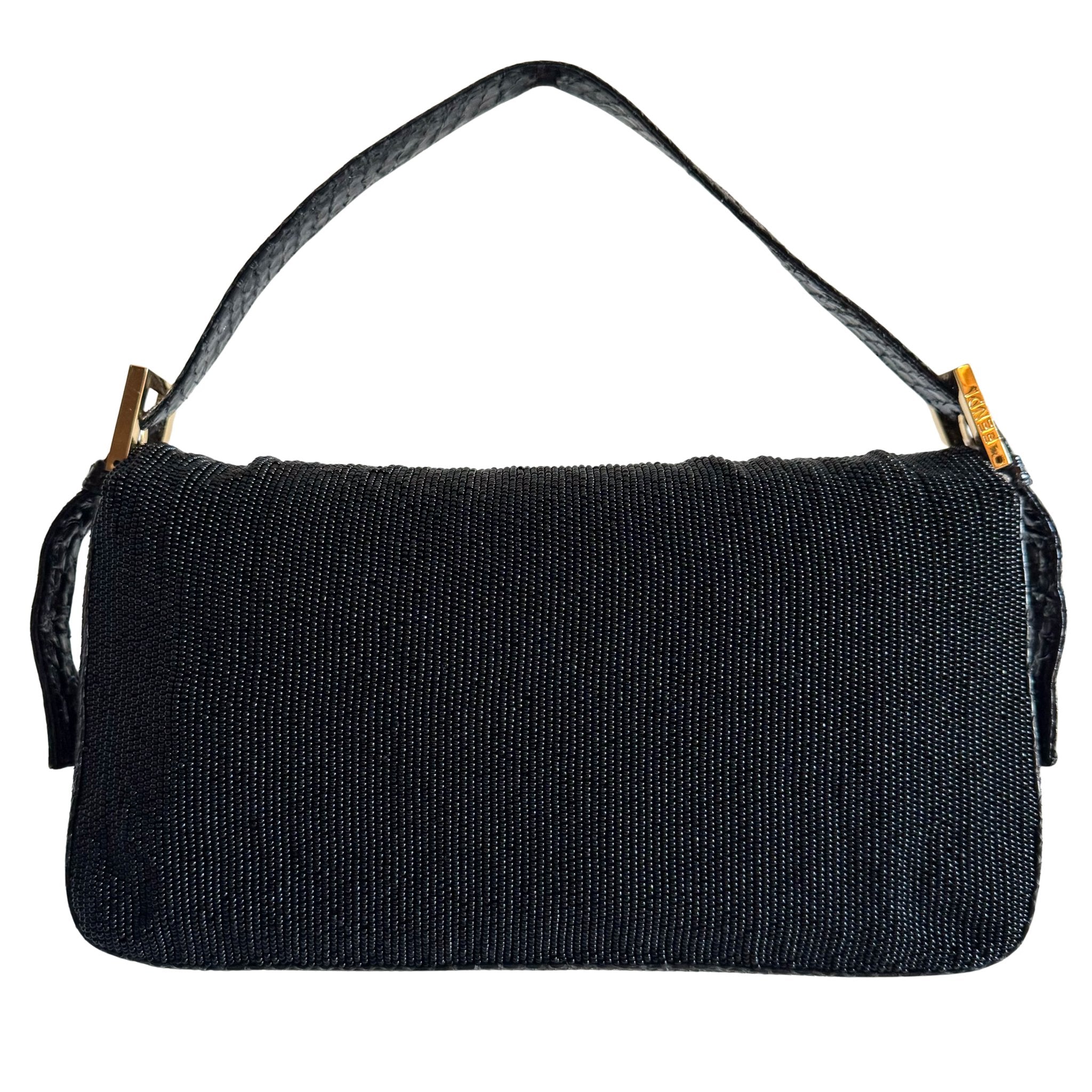 FENDI Baguette Black Beaded Shoulder Bag Black / Gold Hardware, in , Sold by HIVE PRELOVED - Shoulder Bags, ,