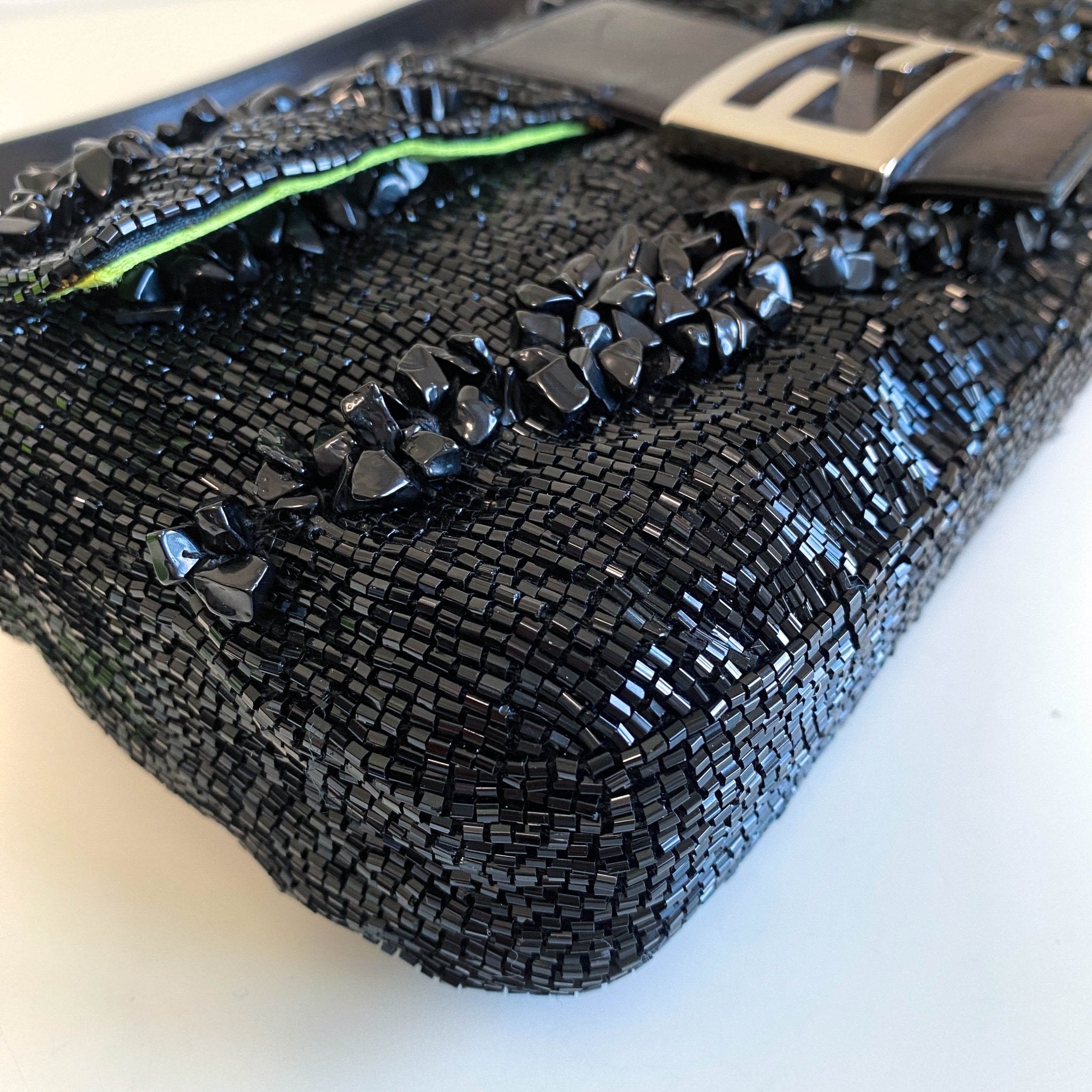 FENDI Baguette Black Beaded with Wave Pattern Stones, in , Sold by HIVE PRELOVED - Shoulder Bags, ,