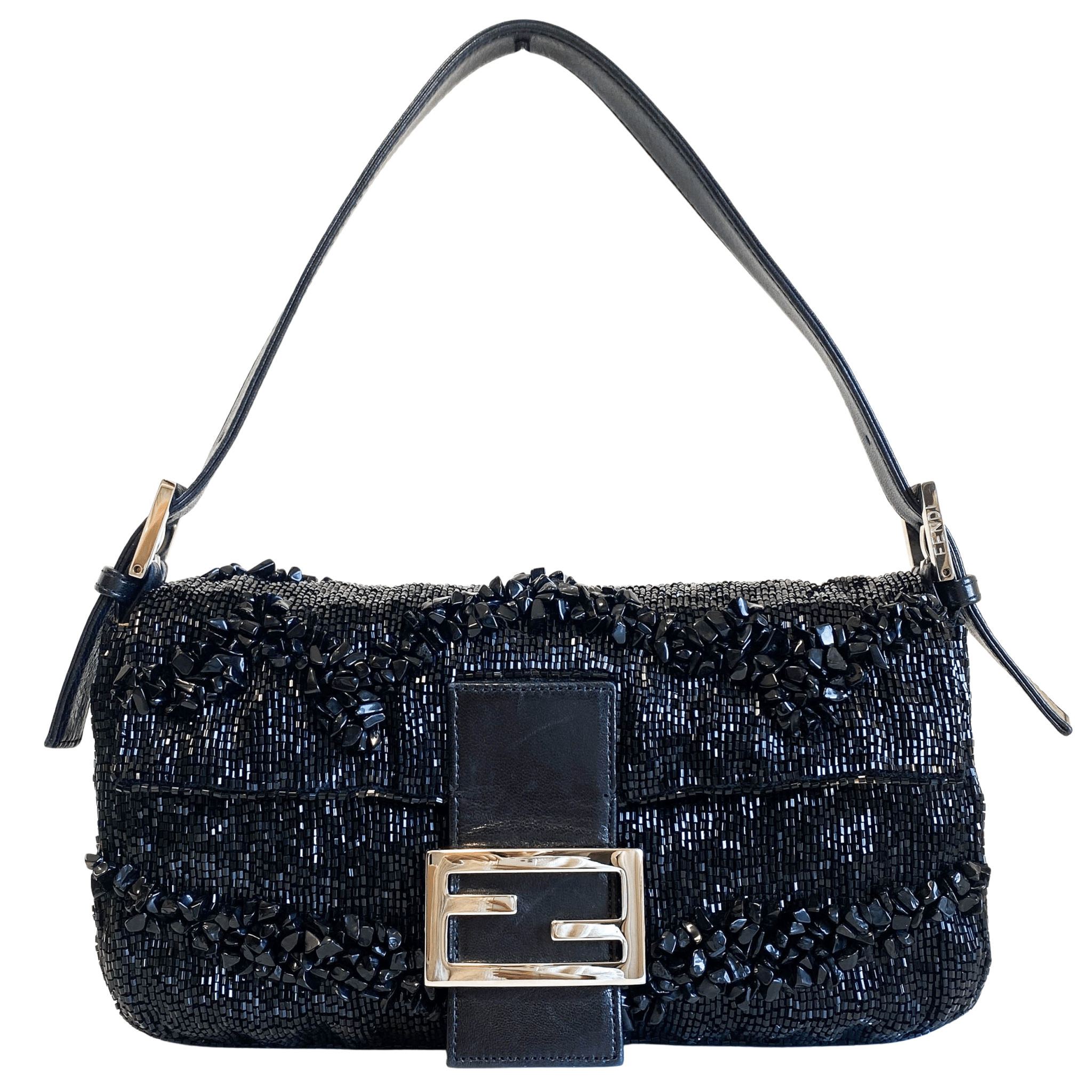 FENDI Baguette Black Beaded with Wave Pattern Stones, in , Sold by HIVE PRELOVED - Shoulder Bags, ,