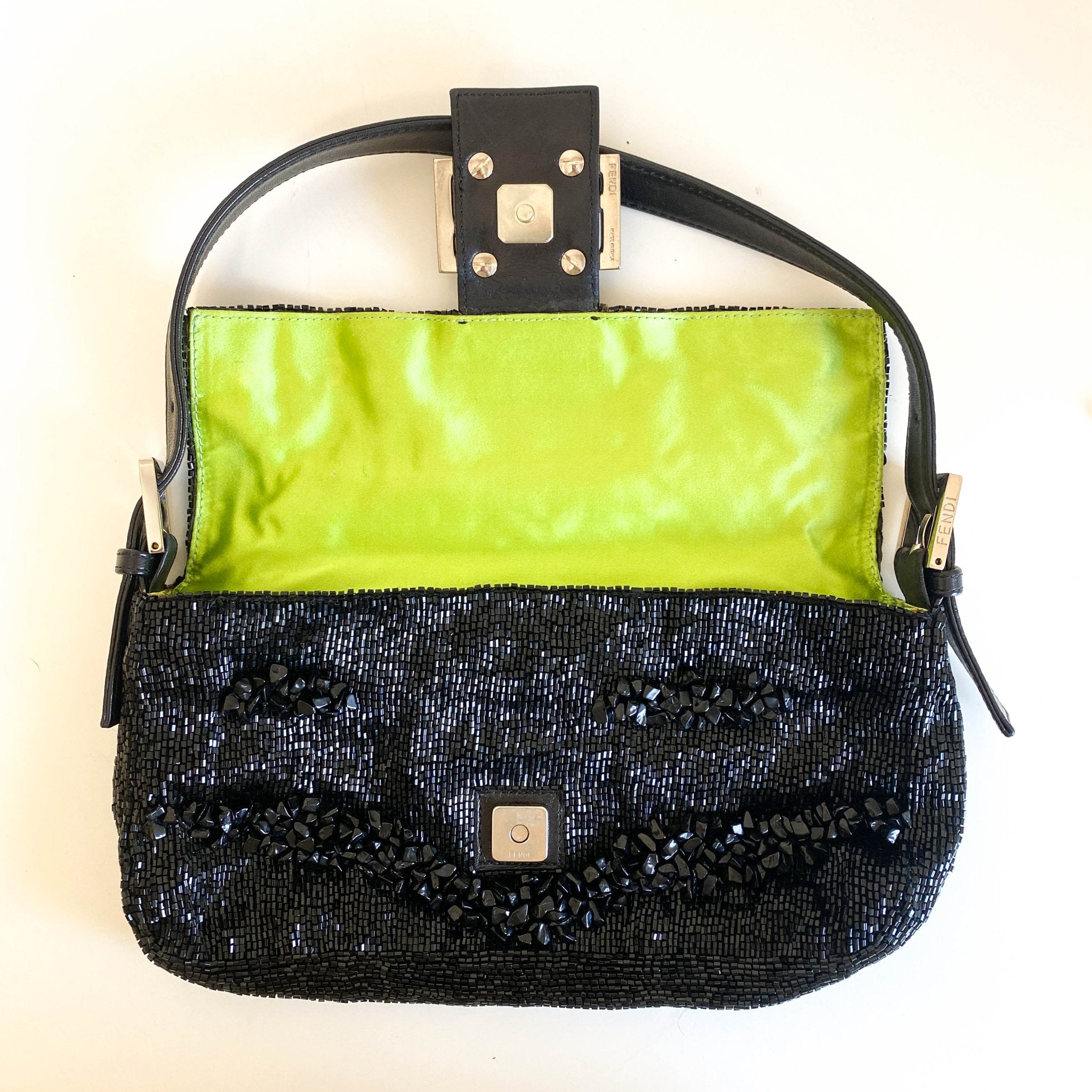 FENDI Baguette Black Beaded with Wave Pattern Stones, in , Sold by HIVE PRELOVED - Shoulder Bags, ,