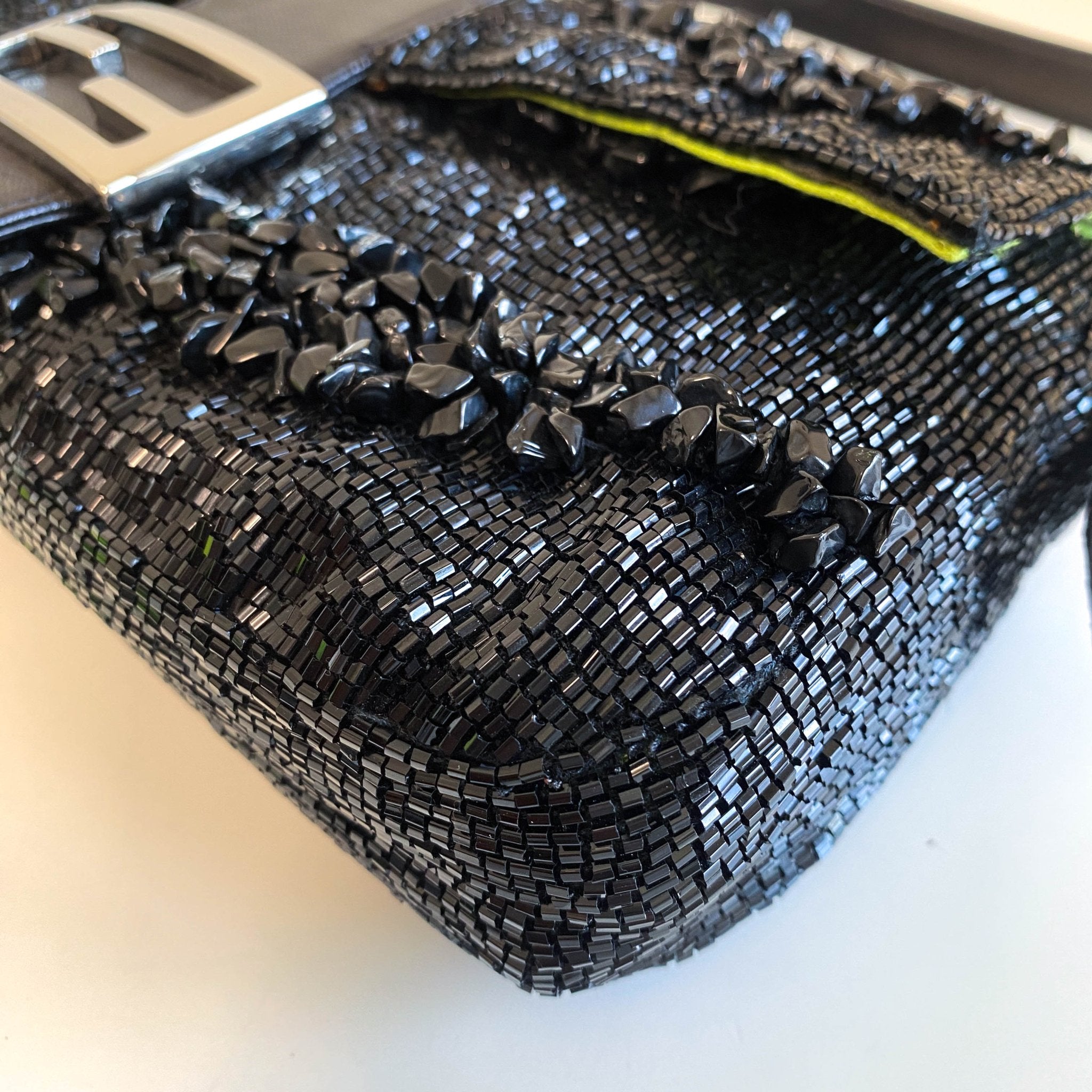 FENDI Baguette Black Beaded with Wave Pattern Stones, in , Sold by HIVE PRELOVED - Shoulder Bags, ,