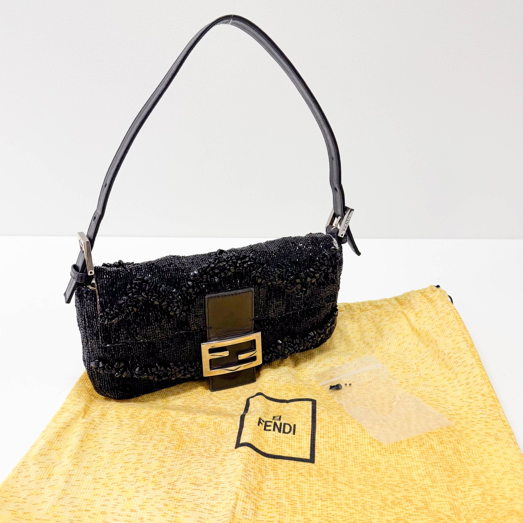 FENDI Baguette Black Beads & Lime Lining Shoulder Bag, in , Sold by HIVE PRELOVED - Shoulder Bags, ,