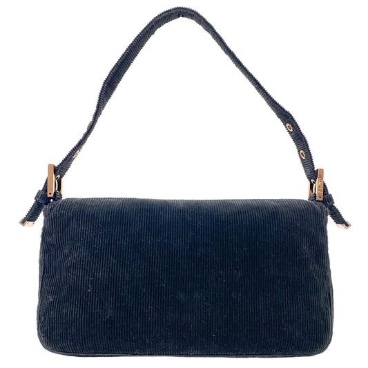 FENDI Baguette Black Corduroy / Rose Gold Hardware Shoulder Bag, in , Sold by HIVE PRELOVED - Shoulder Bags, ,