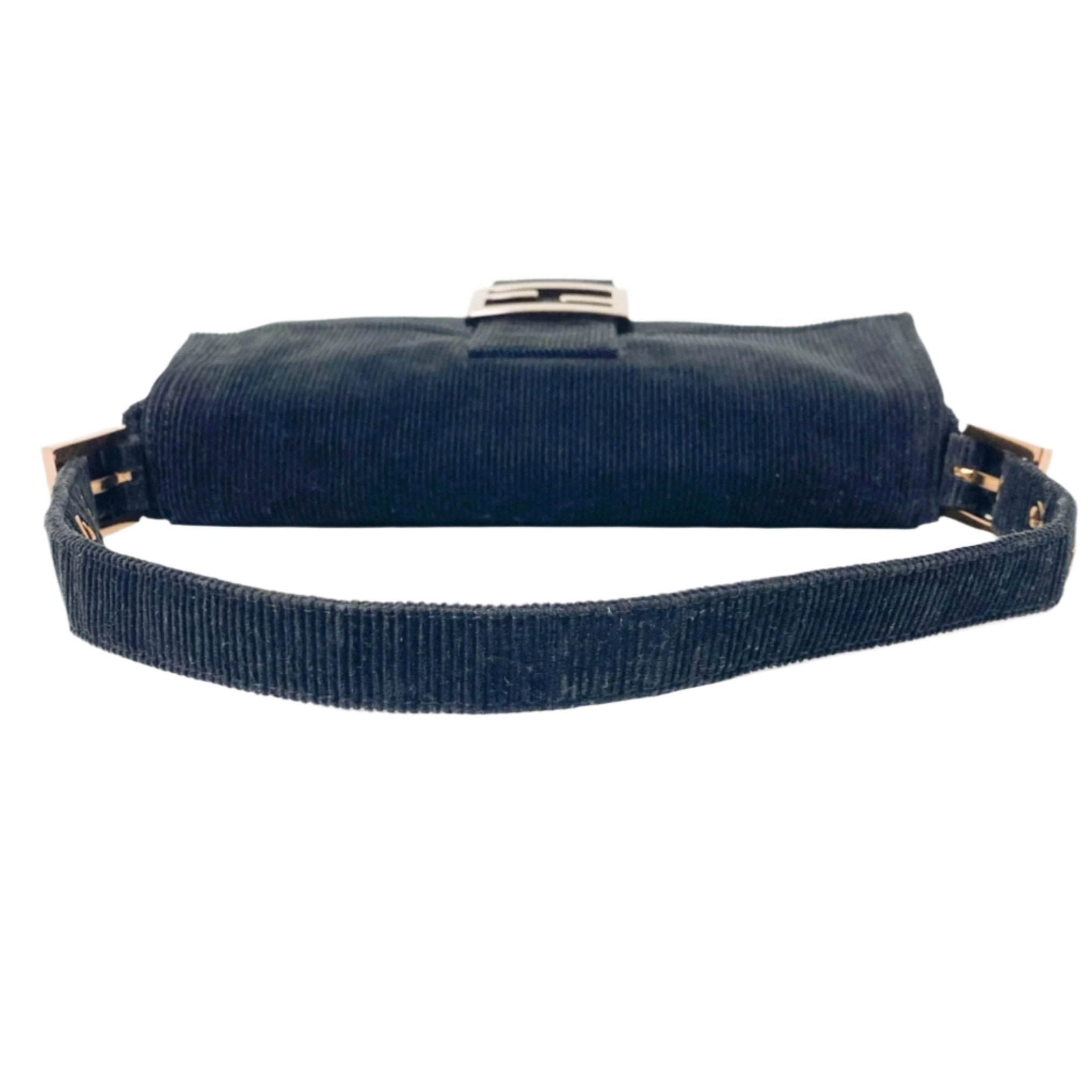 FENDI Baguette Black Corduroy / Rose Gold Hardware Shoulder Bag, in , Sold by HIVE PRELOVED - Shoulder Bags, ,