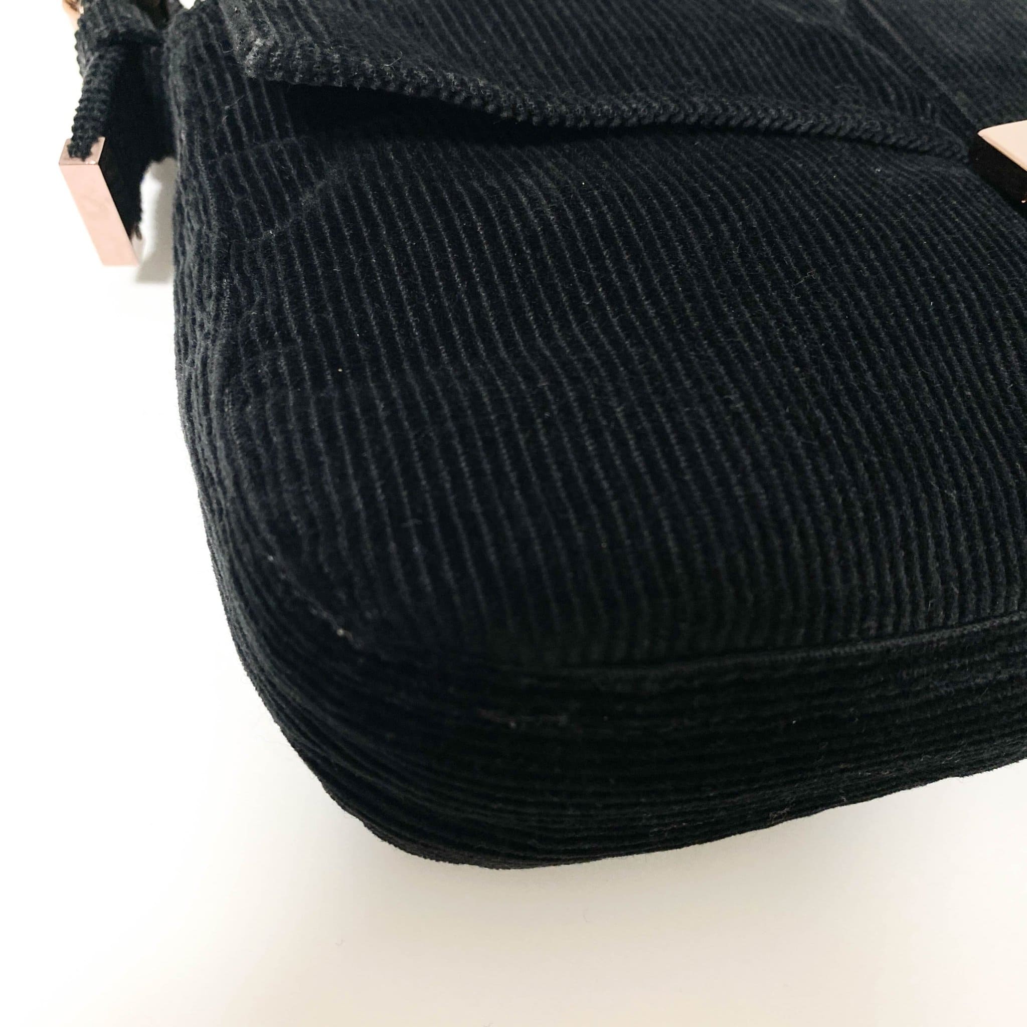 FENDI Baguette Black Corduroy / Rose Gold Hardware Shoulder Bag, in , Sold by HIVE PRELOVED - Shoulder Bags, ,