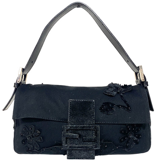 FENDI Baguette Black Flower Embroidered, in , Sold by HIVE PRELOVED - Shoulder Bags, ,