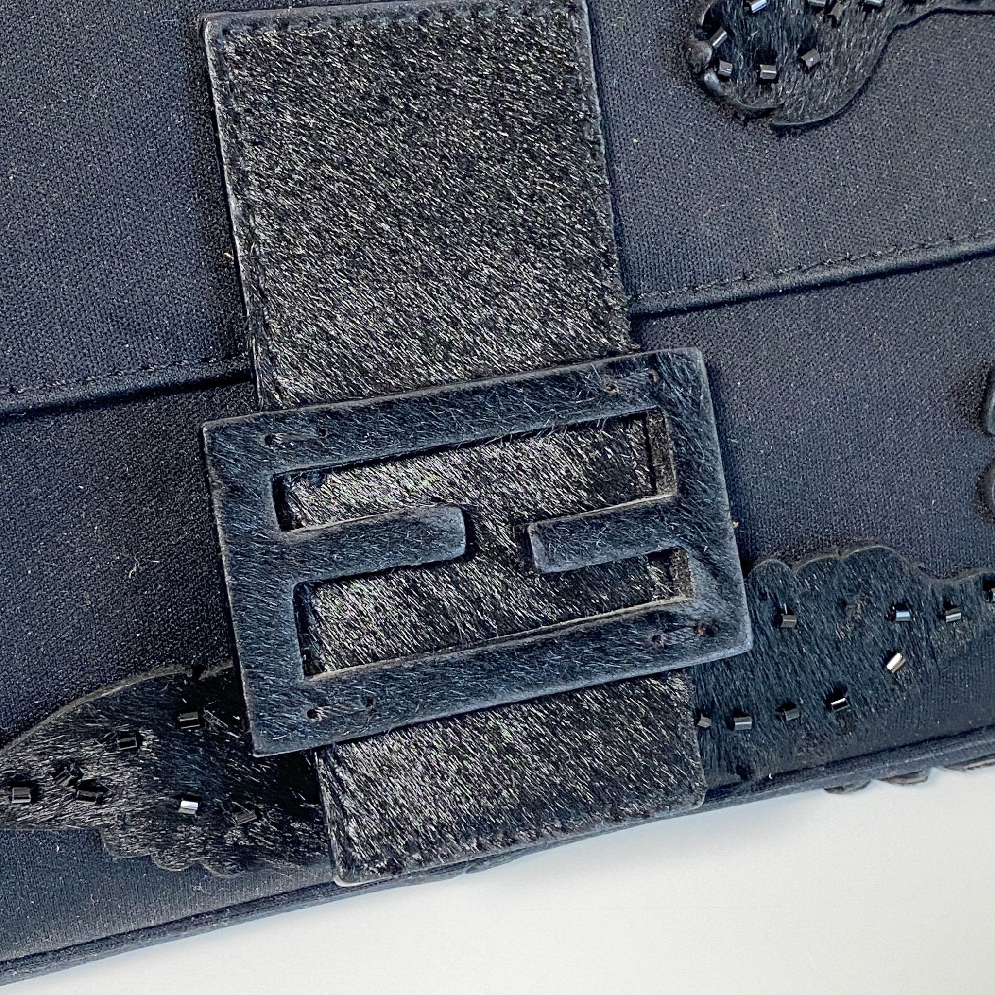 FENDI Baguette Black Flower Embroidered Shoulder Bag, in , Sold by HIVE PRELOVED - Shoulder Bags, ,