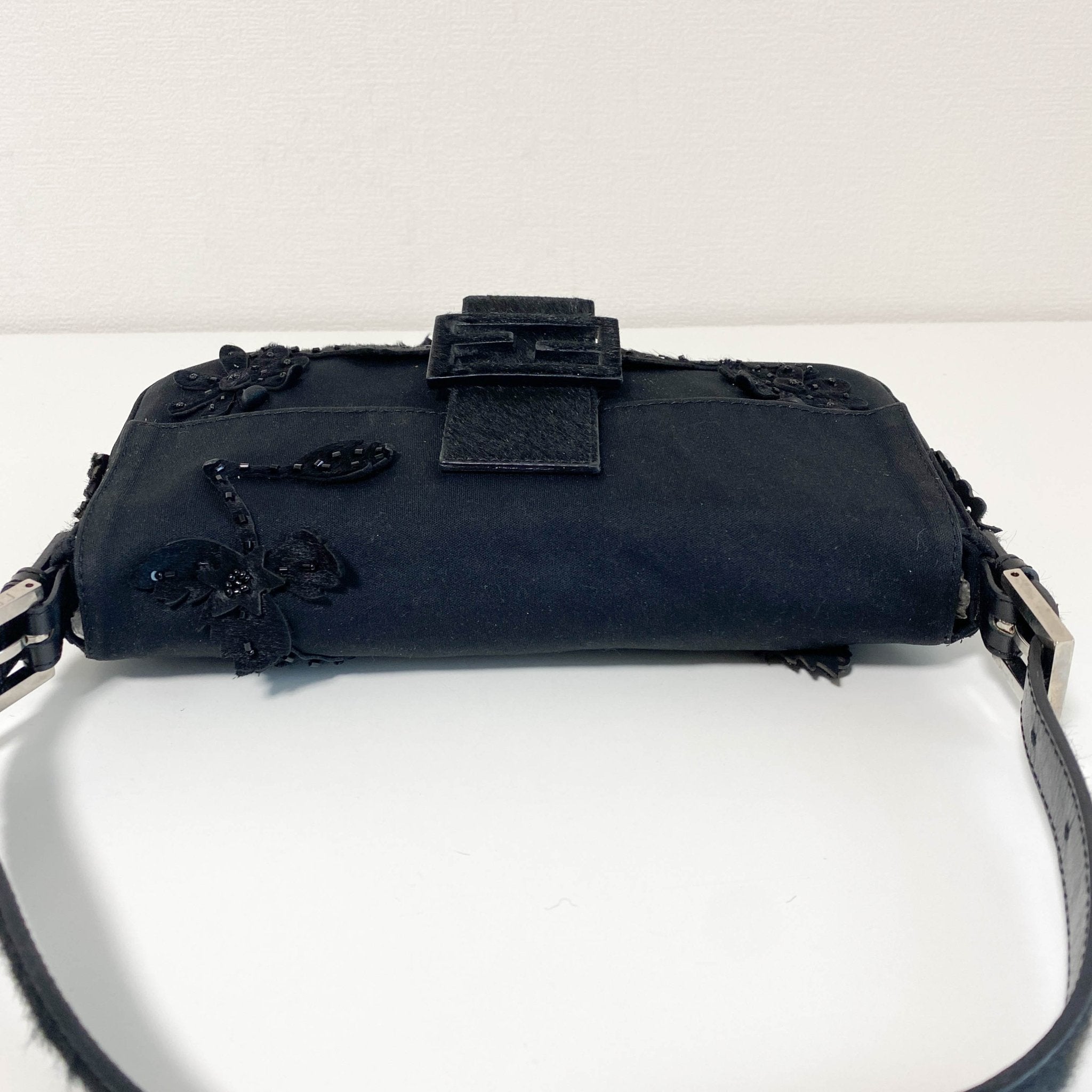 FENDI Baguette Black Flower Embroidered Shoulder Bag, in , Sold by HIVE PRELOVED - Shoulder Bags, ,