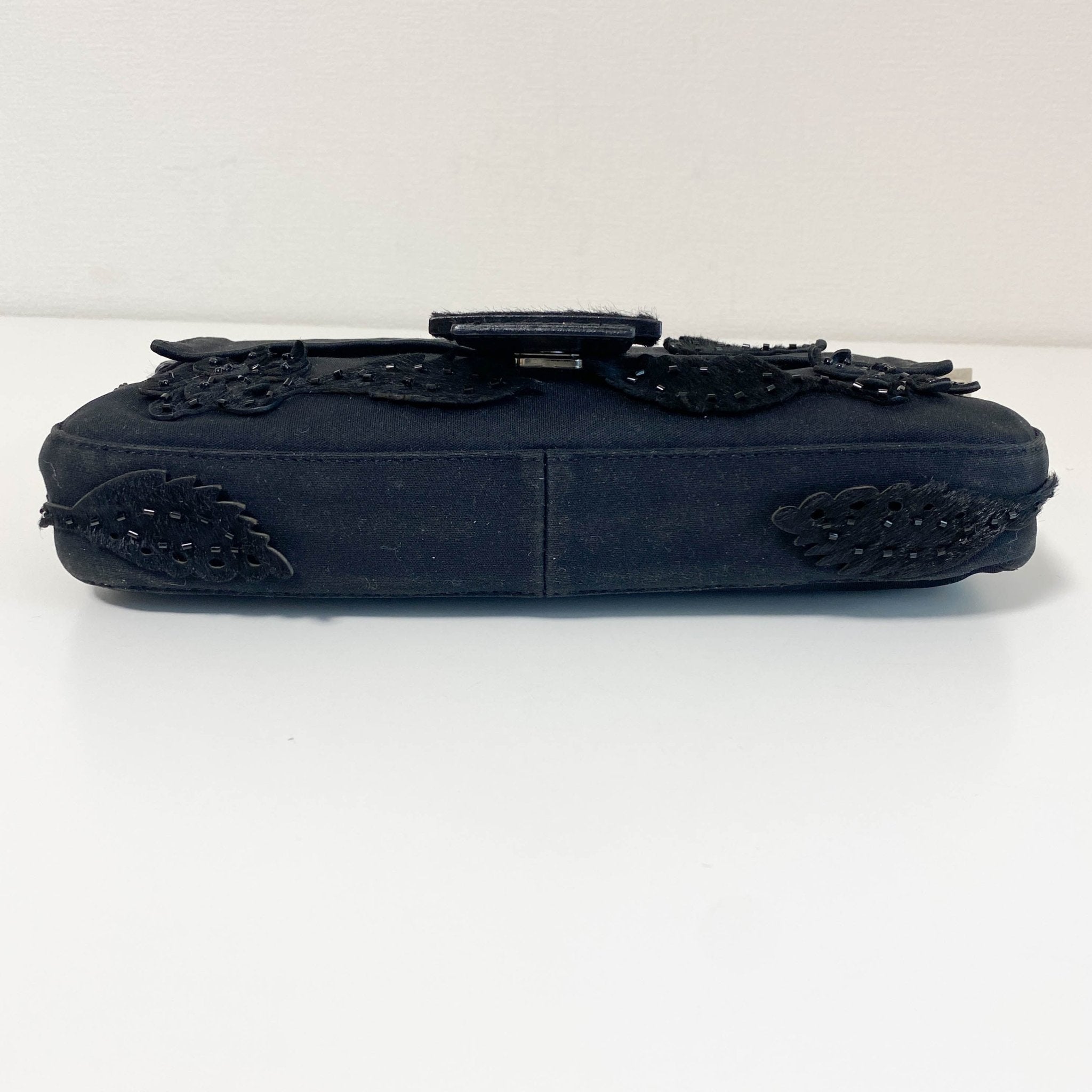 FENDI Baguette Black Flower Embroidered Shoulder Bag, in , Sold by HIVE PRELOVED - Shoulder Bags, ,