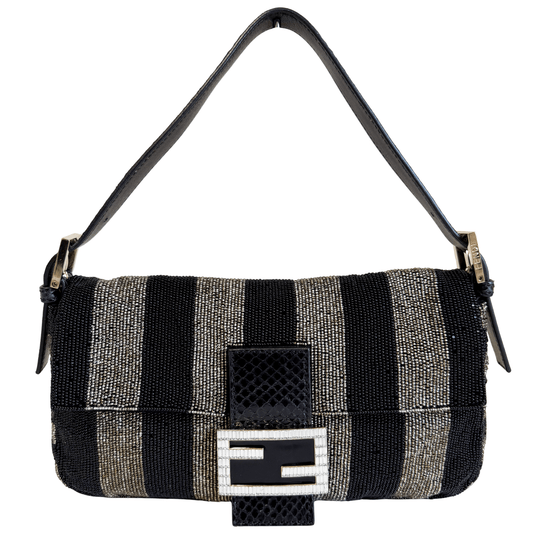 FENDI Baguette Black Gold Beaded Shoulder Bag Rhinestone Hardware, in , Sold by HIVE PRELOVED - Shoulder Bags, ,