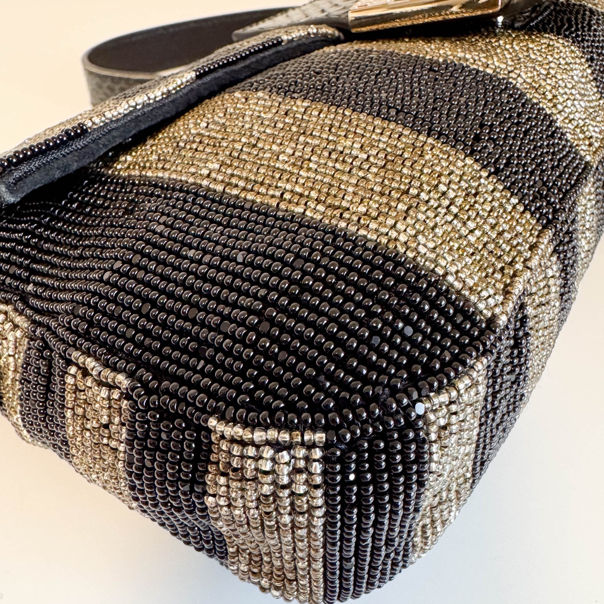 FENDI Baguette Black Gold Beaded Shoulder Bag Rhinestone Hardware, in , Sold by HIVE PRELOVED - Shoulder Bags, ,