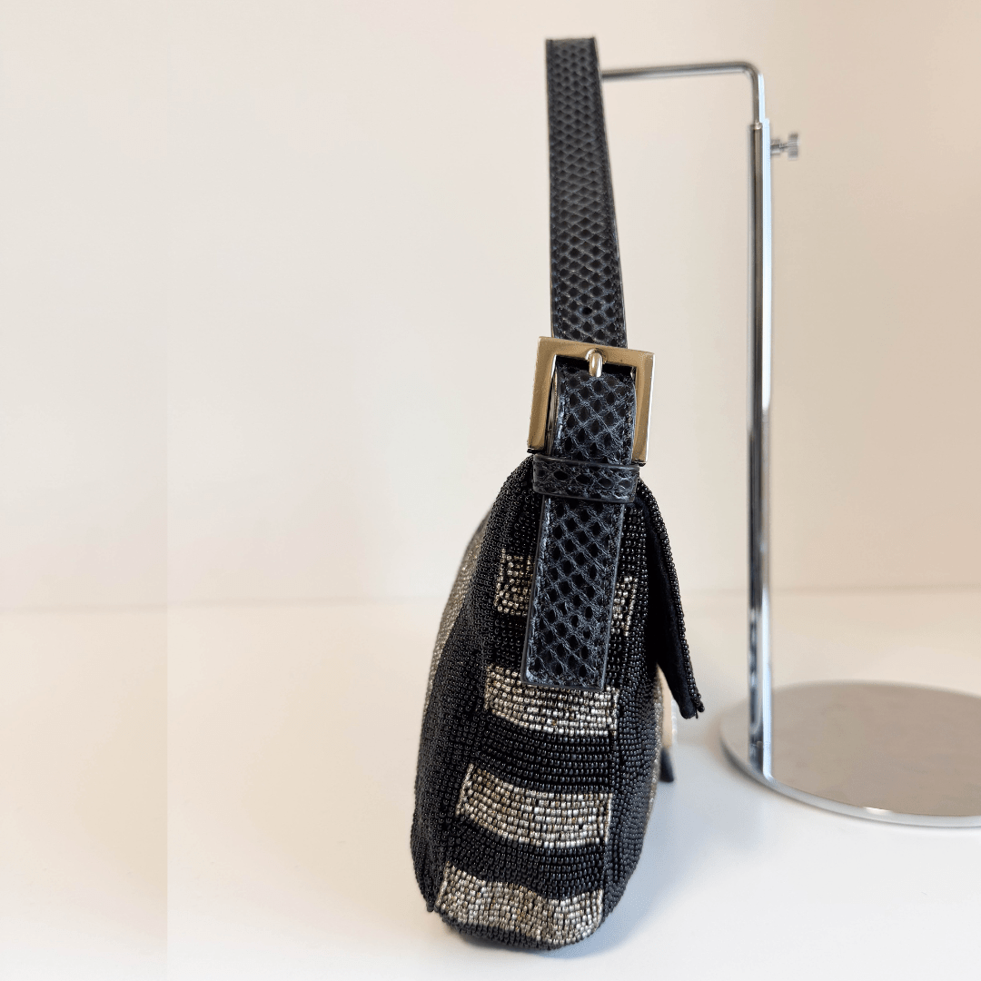 FENDI Baguette Black Gold Beaded Shoulder Bag Rhinestone Hardware, in , Sold by HIVE PRELOVED - Shoulder Bags, ,