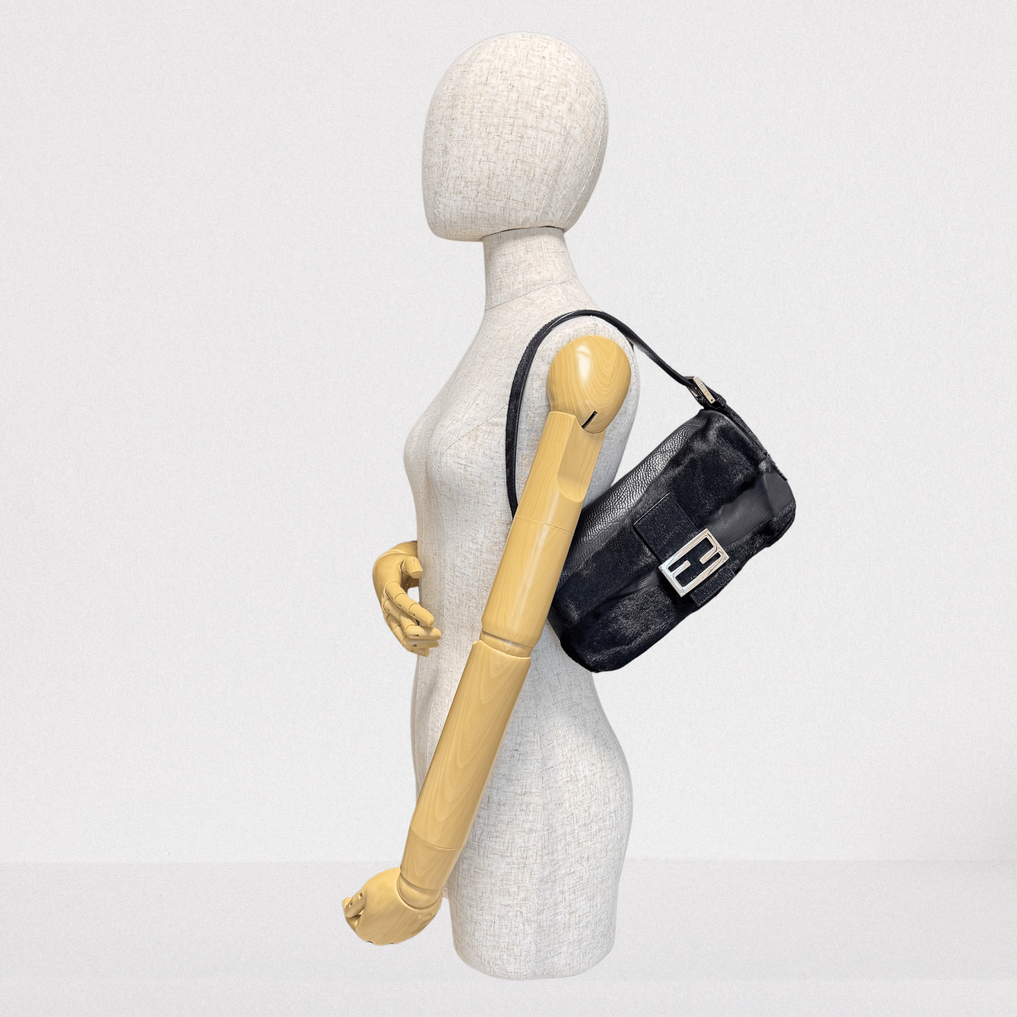 FENDI Baguette Black Leather and Pony Hair Shoulder Bag, in , Sold by HIVE PRELOVED - Shoulder Bags, ,