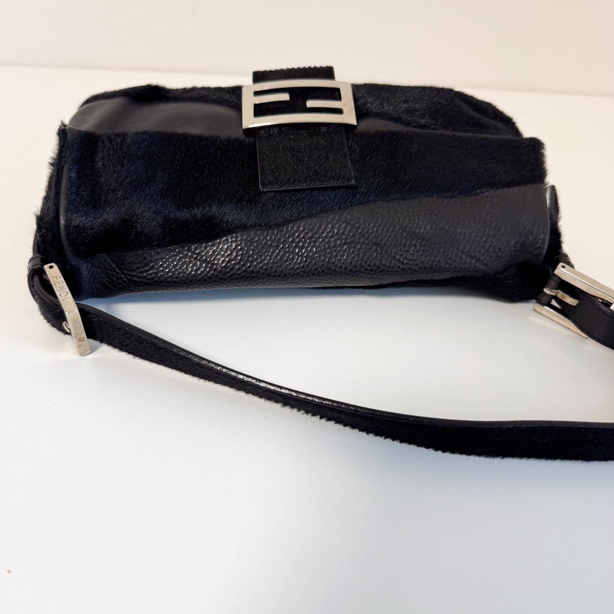 FENDI Baguette Black Leather and Pony Hair Shoulder Bag, in , Sold by HIVE PRELOVED - Shoulder Bags, ,
