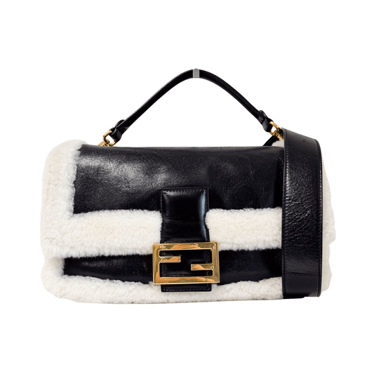 FENDI Baguette Black Leather and Sheep Fur Shoulder Bag, in , Sold by HIVE PRELOVED - Shoulder Bags, ,