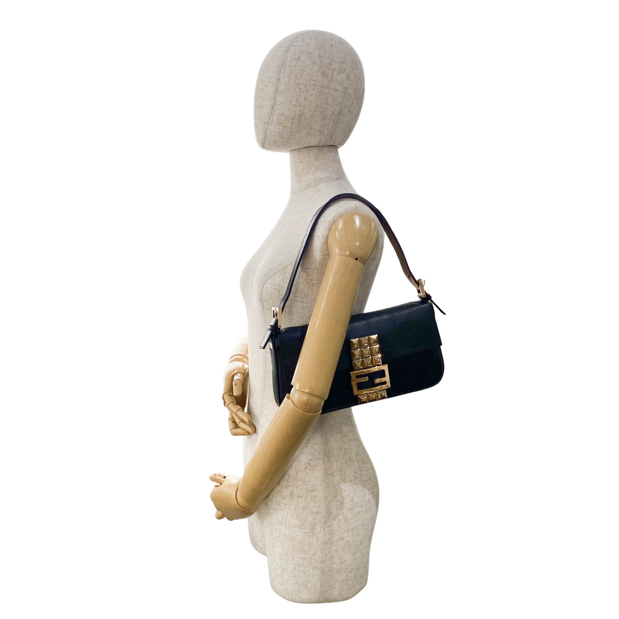 FENDI Baguette Black Leather Gold Hardware Shoulder Bag, in , Sold by HIVE PRELOVED - Shoulder Bags, ,