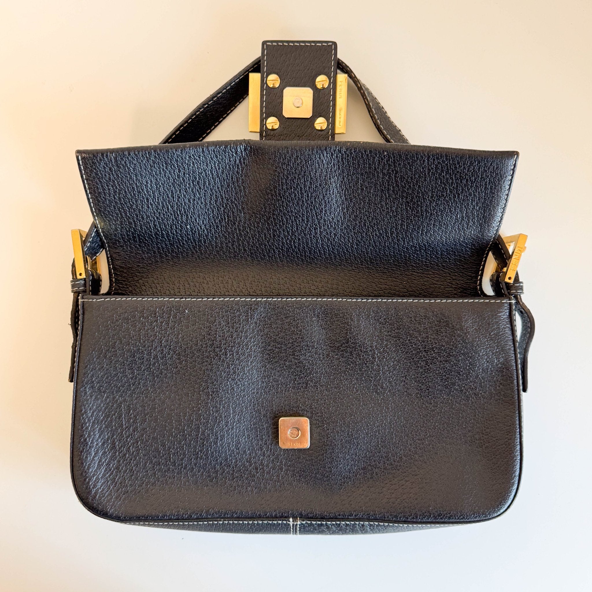 FENDI Baguette Black Leather Gold Hardware Shoulder Bag, in , Sold by HIVE PRELOVED - Shoulder Bags, ,