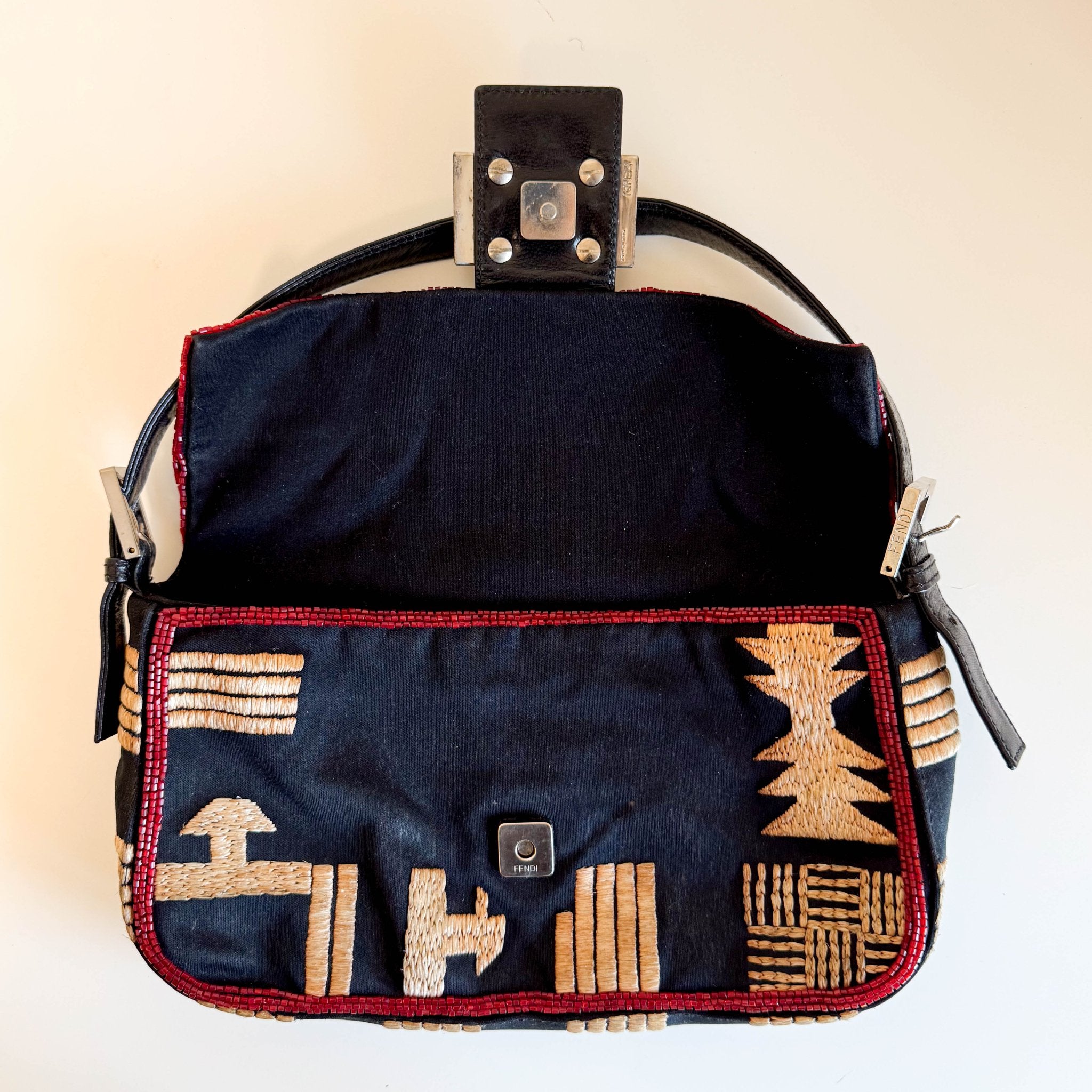 FENDI Baguette Black Neoprene Raffia Shoulder Bag, in , Sold by HIVE PRELOVED - Shoulder Bags, ,