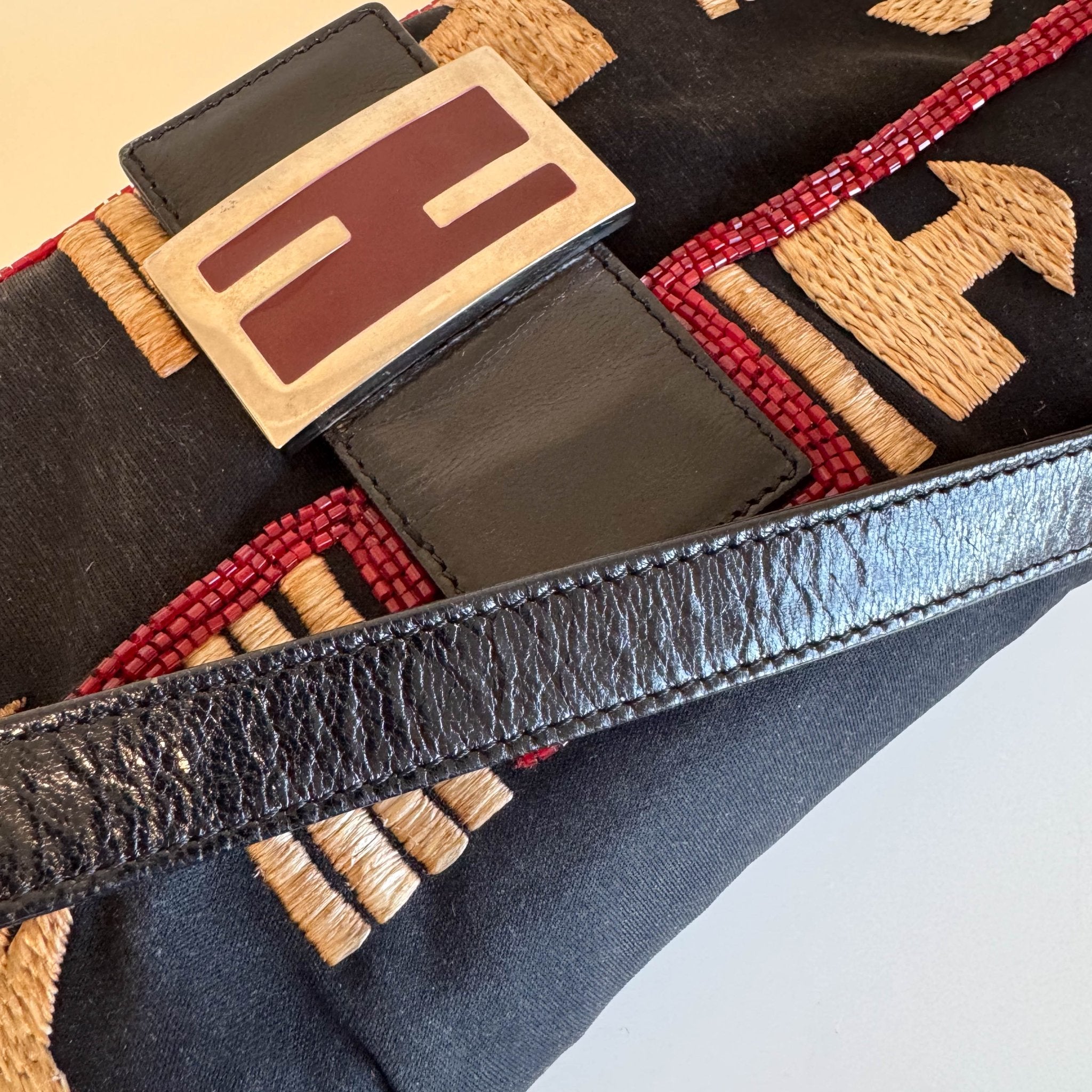 FENDI Baguette Black Neoprene Raffia Shoulder Bag, in , Sold by HIVE PRELOVED - Shoulder Bags, ,