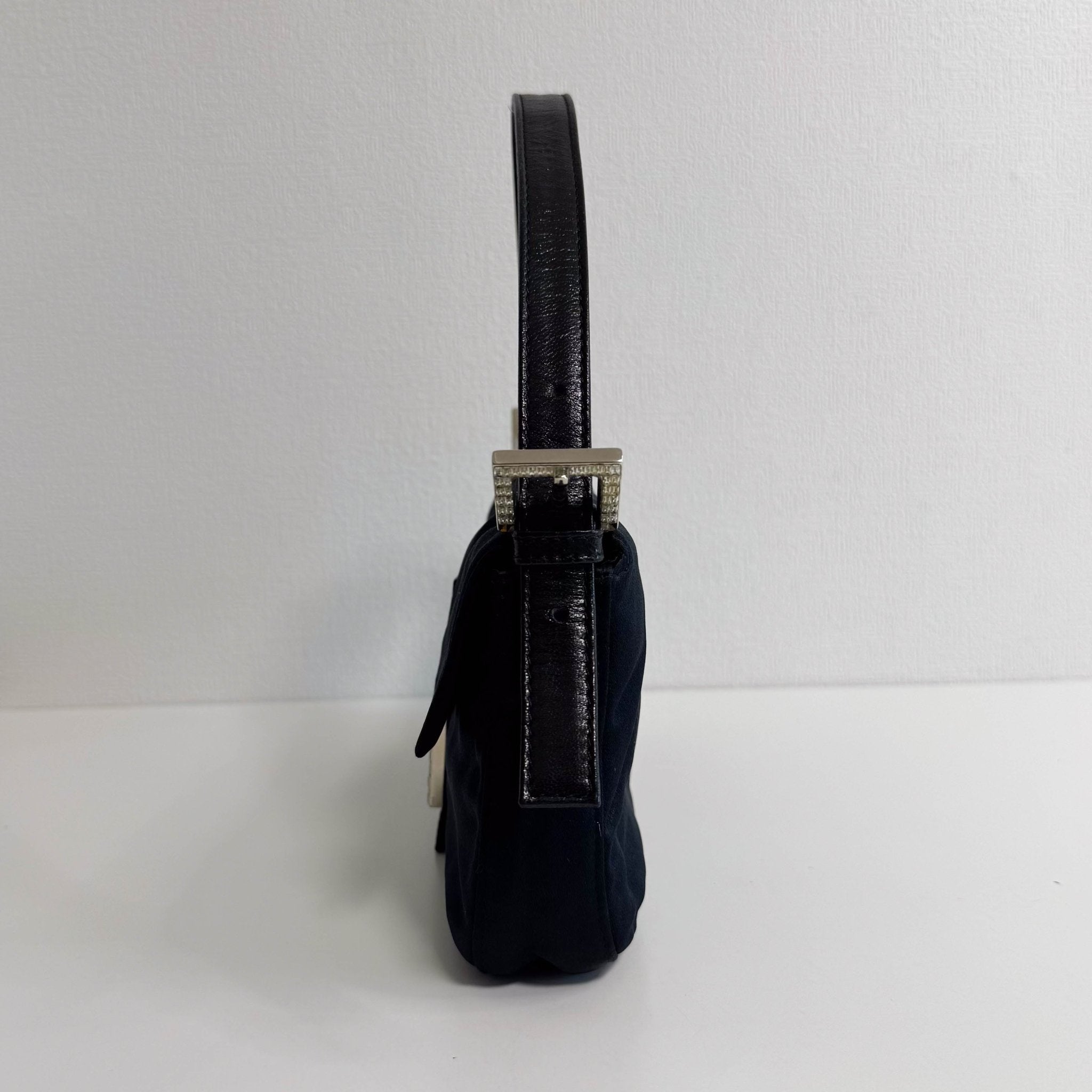 FENDI Baguette Black Satin Shoulder Bag with Rhinestone Hardware, in , Sold by HIVE PRELOVED - Shoulder Bags, ,