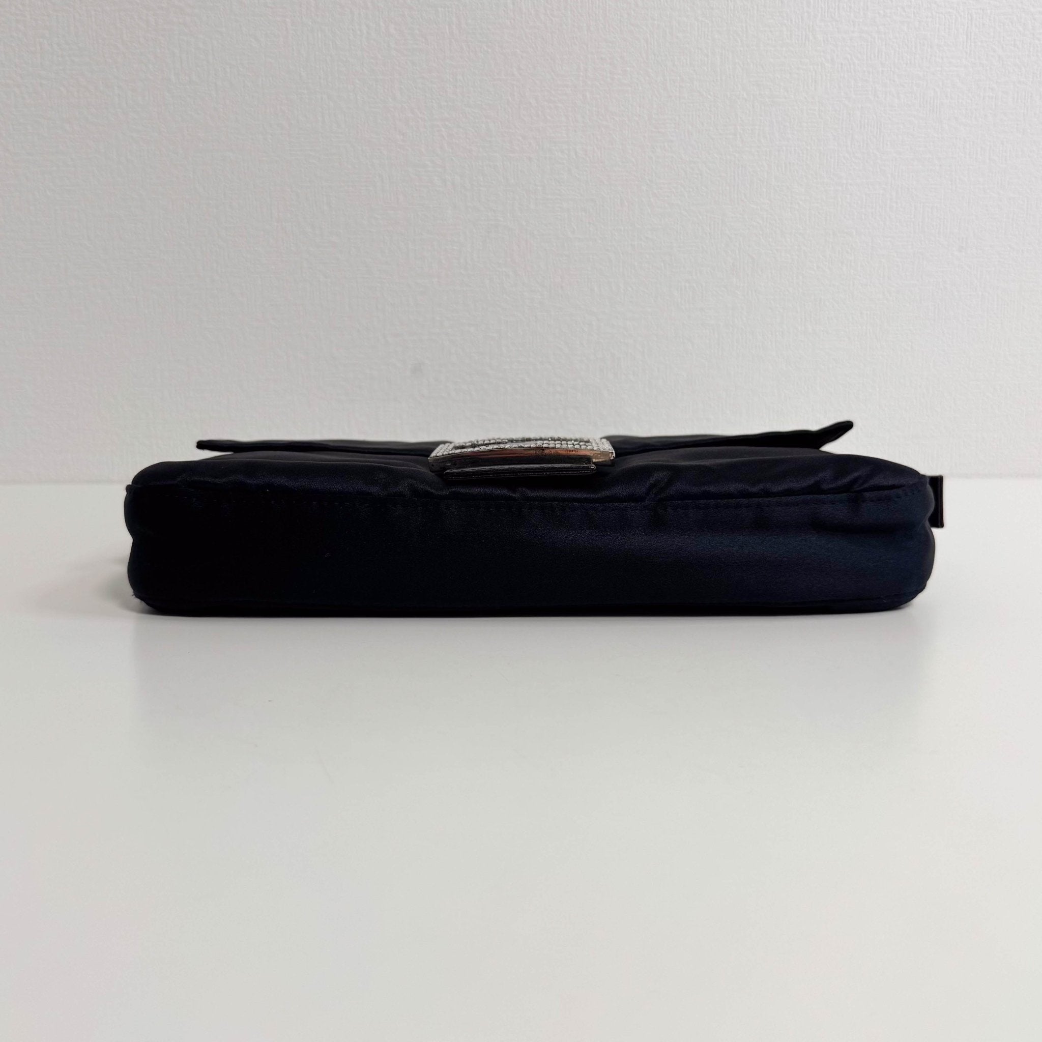 FENDI Baguette Black Satin Shoulder Bag with Rhinestone Hardware, in , Sold by HIVE PRELOVED - Shoulder Bags, ,