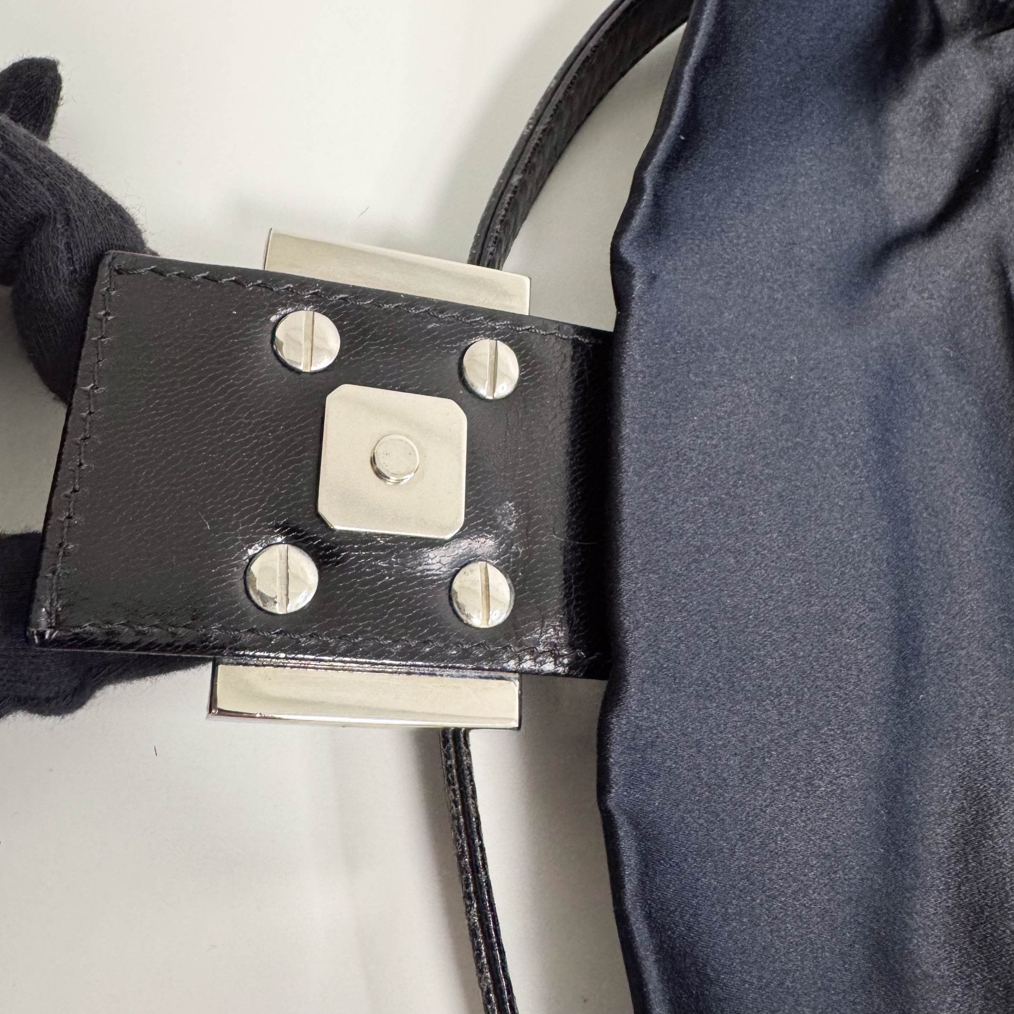 FENDI Baguette Black Satin Shoulder Bag with Rhinestone Hardware, in , Sold by HIVE PRELOVED - Shoulder Bags, ,