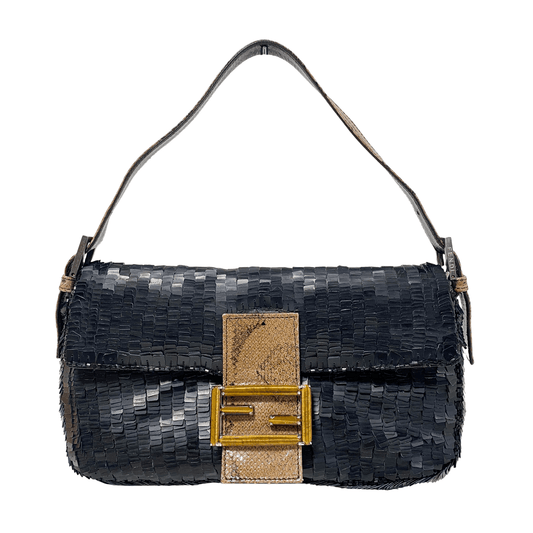 FENDI Baguette Black Sequin Shoulder Bag, in , Sold by HIVE PRELOVED - Shoulder Bags, ,