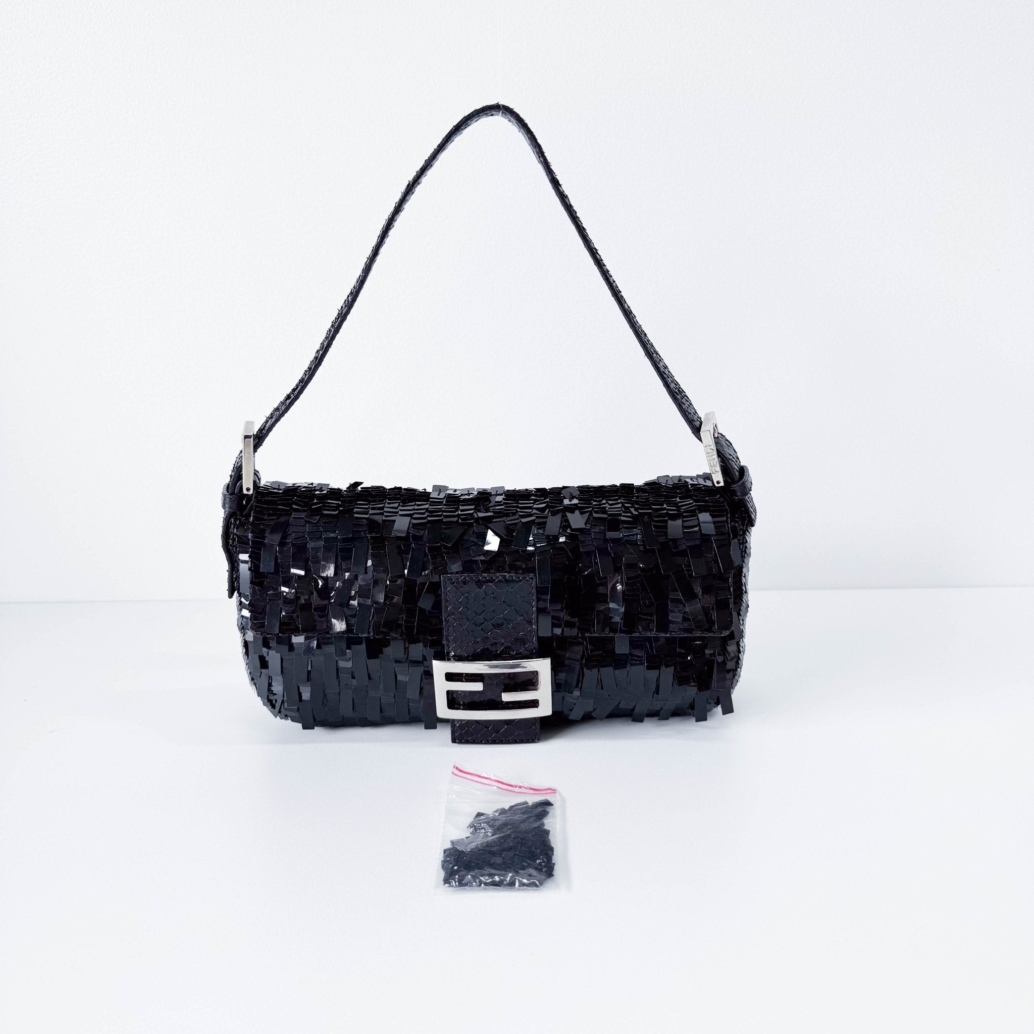 FENDI Baguette Black Sequin Shoulder Bag, in , Sold by HIVE PRELOVED - Shoulder Bags, ,