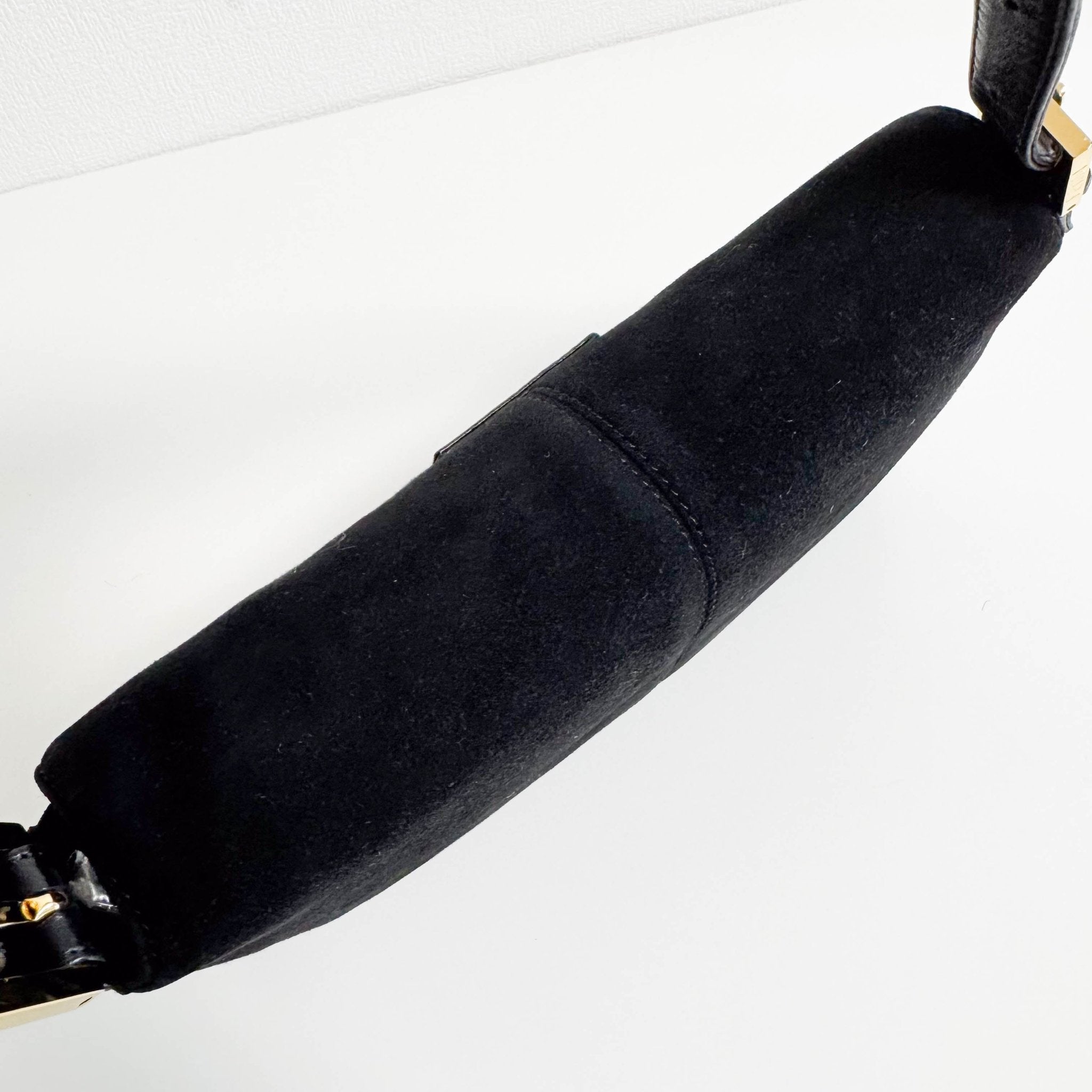 FENDI Baguette Black Suede Gold Hardware Shoulder Bag, in , Sold by HIVE PRELOVED - Shoulder Bags, ,