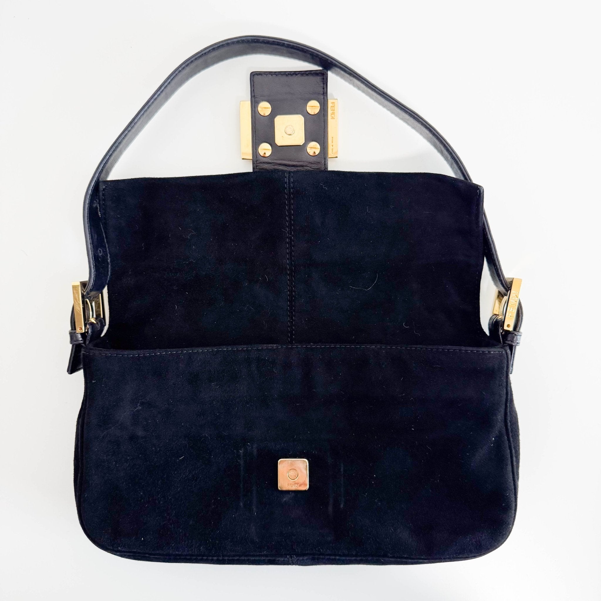 FENDI Baguette Black Suede Gold Hardware Shoulder Bag, in , Sold by HIVE PRELOVED - Shoulder Bags, ,