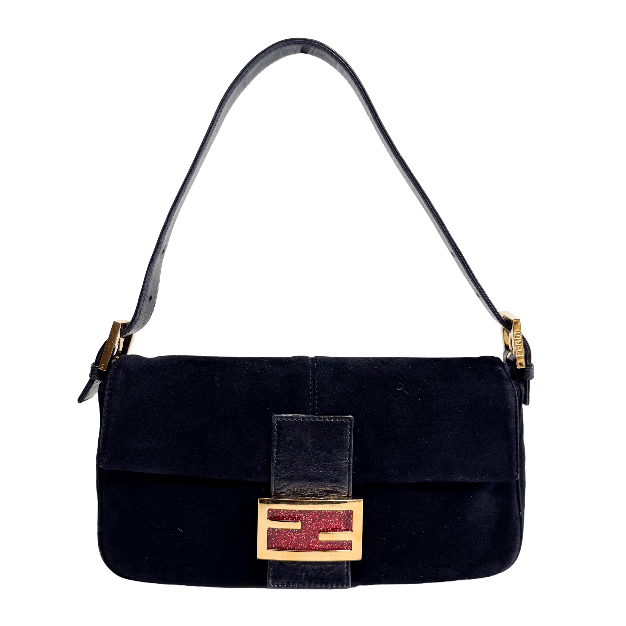 FENDI Baguette Black Suede Gold Hardware Shoulder Bag, in , Sold by HIVE PRELOVED - Shoulder Bags, ,