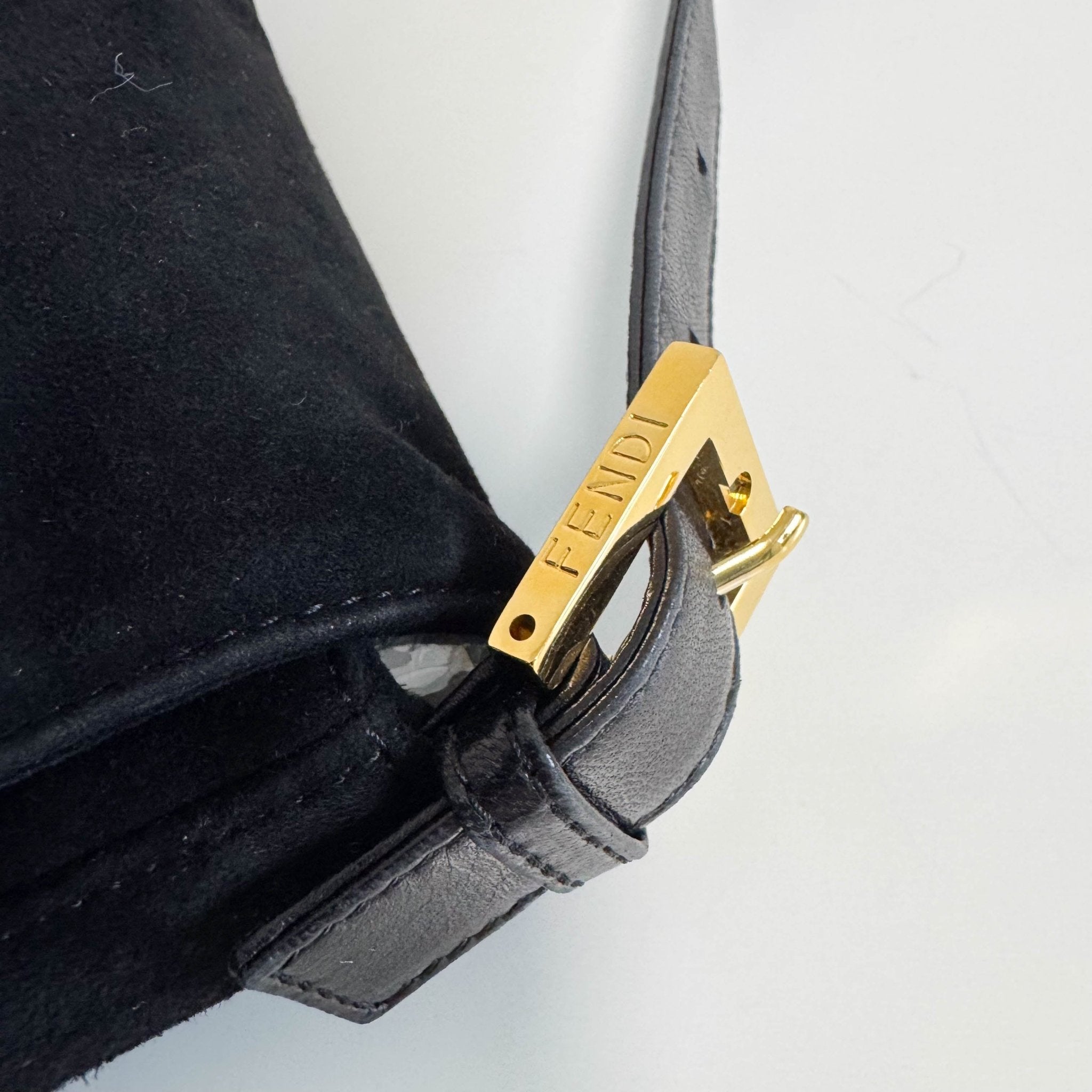 FENDI Baguette Black Suede Gold Hardware Shoulder Bag, in , Sold by HIVE PRELOVED - Shoulder Bags, ,