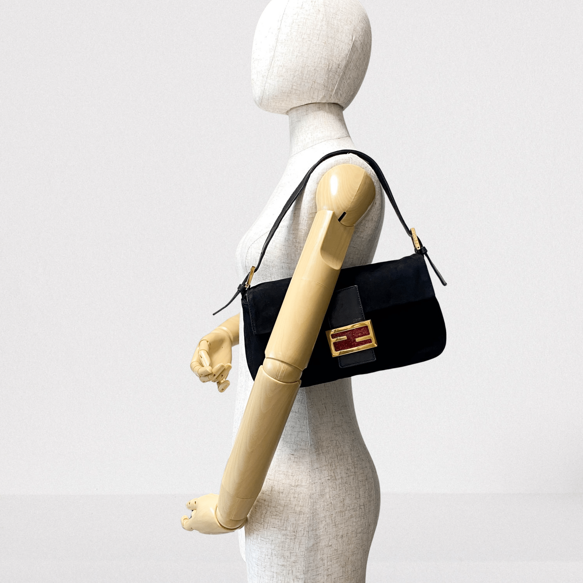 FENDI Baguette Black Suede Shoulder Bag, in , Sold by HIVE PRELOVED - Shoulder Bags, ,