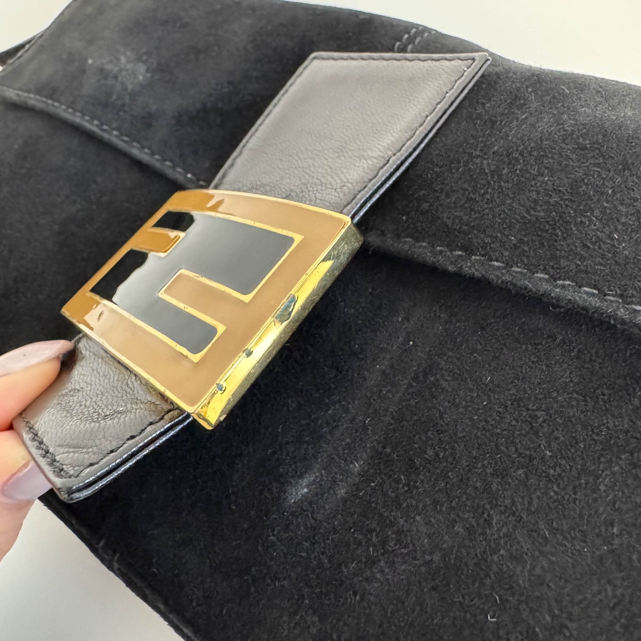 FENDI Baguette Black Suede Shoulder Bag, in , Sold by HIVE PRELOVED - Shoulder Bags, ,